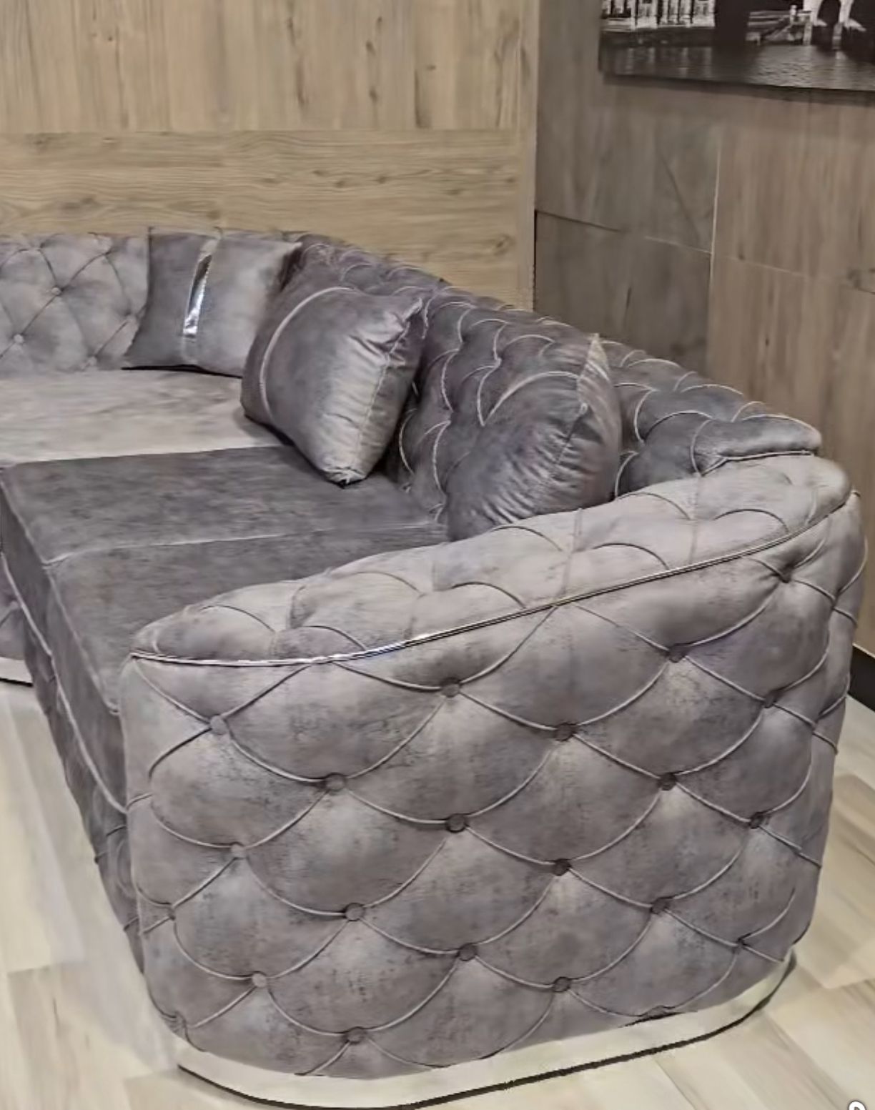 Alford U Shape Ambassador Sofa In Plush Velvet Fabric