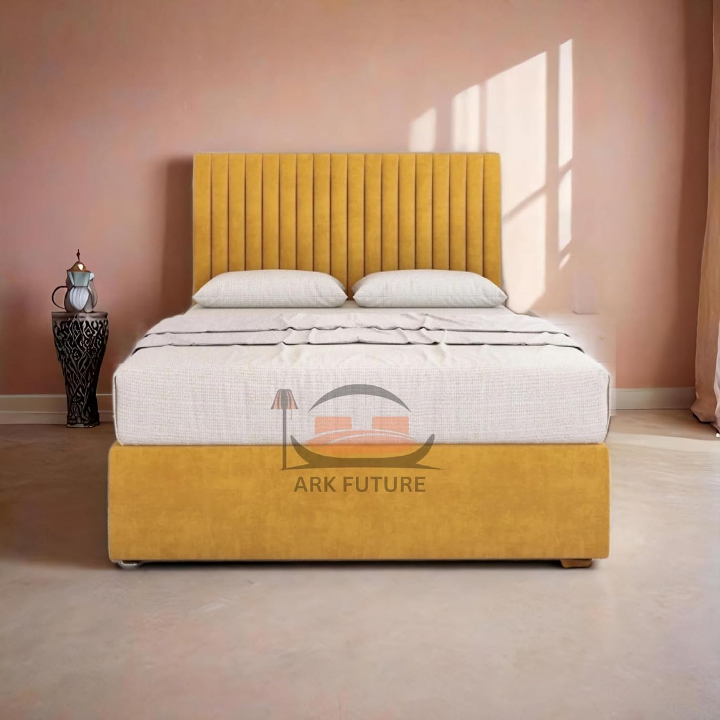 Plush Velvet Bed Frame with Storage and Upholstered Headboard