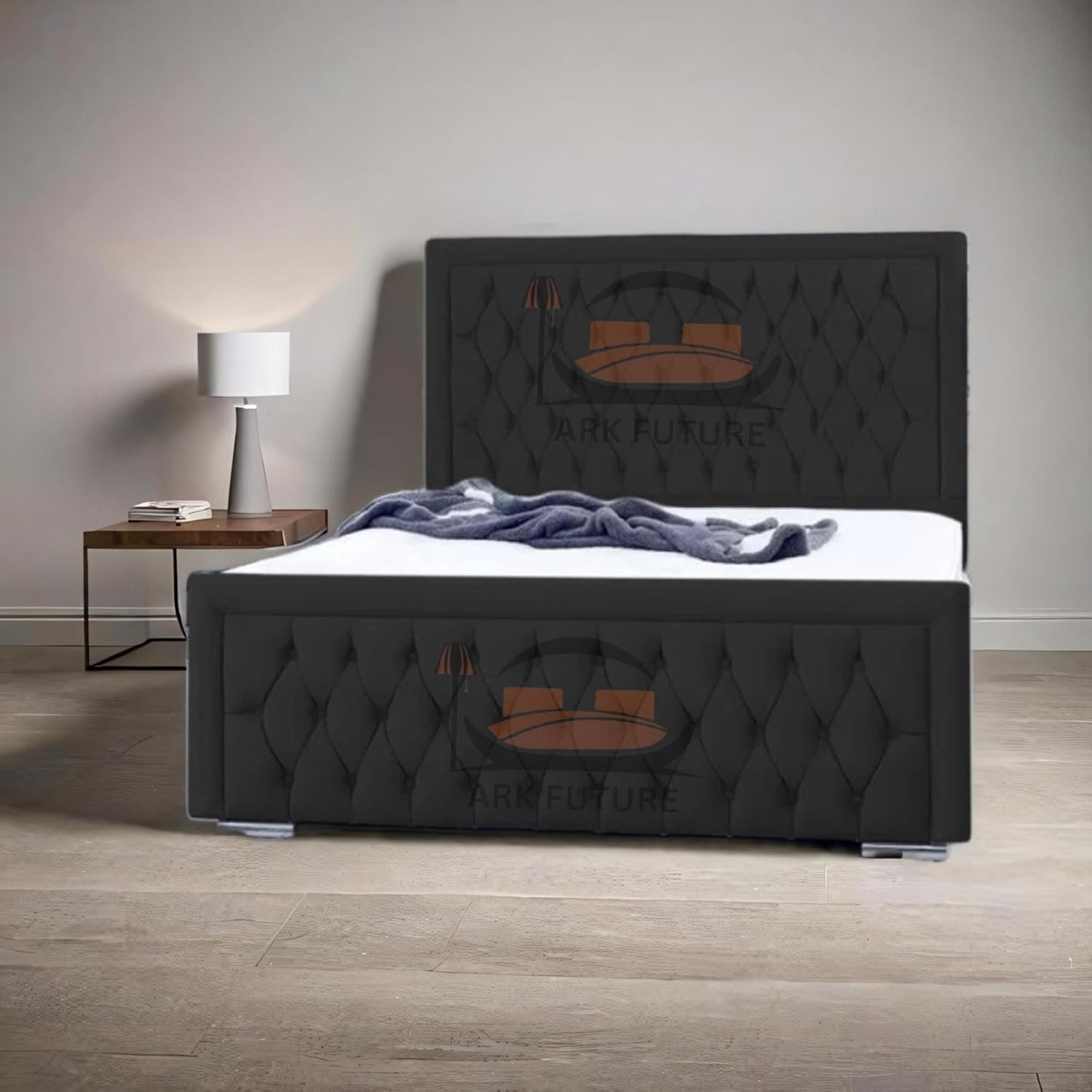 Celeste Upholstered Ottoman Bed – Velvet/Fabric Finish, Storage, Easy Lift, Stylish Headboard