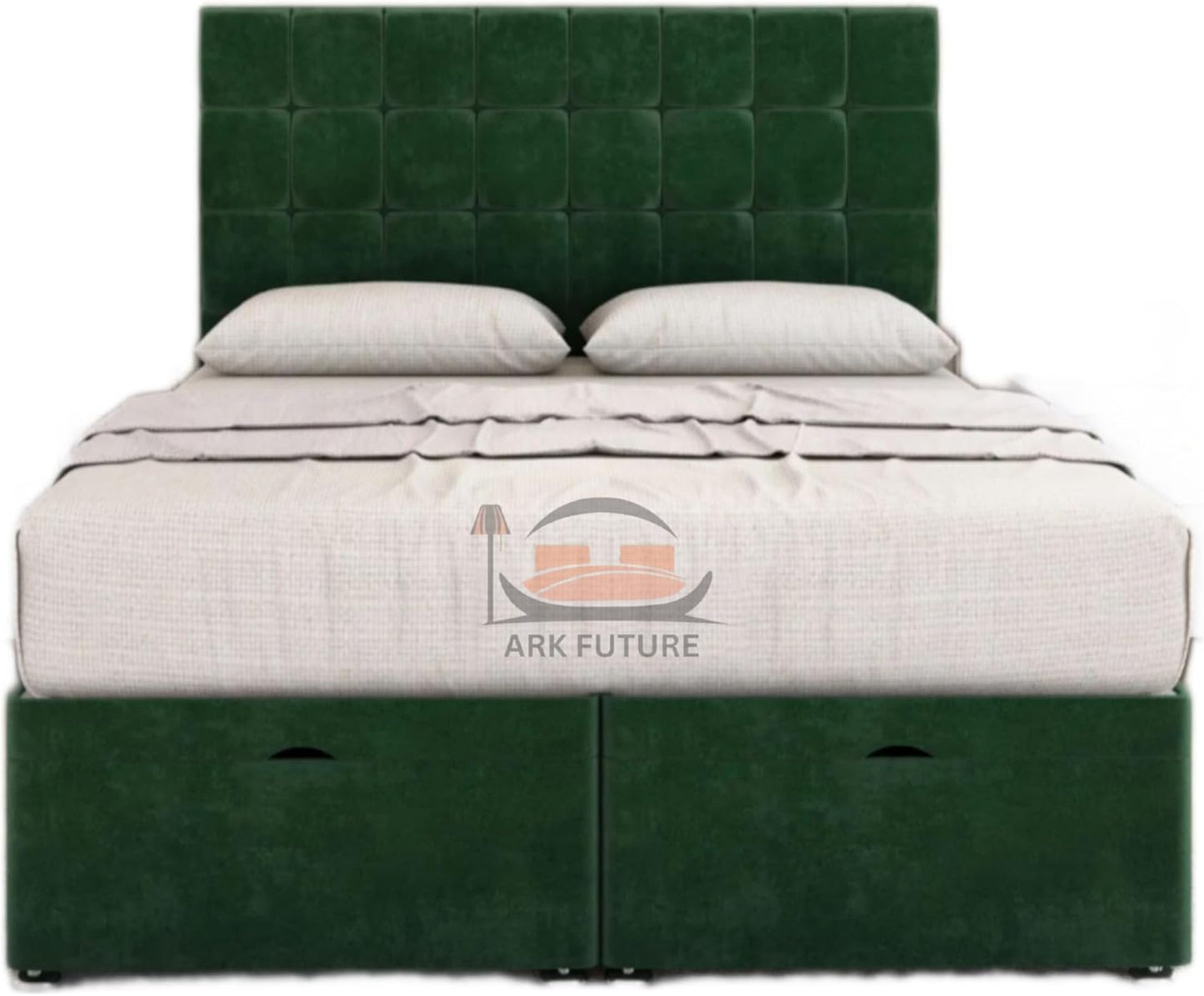 Sloomy Plush Fabric Ottoman Bed Frame with 26" Headboard and Storage