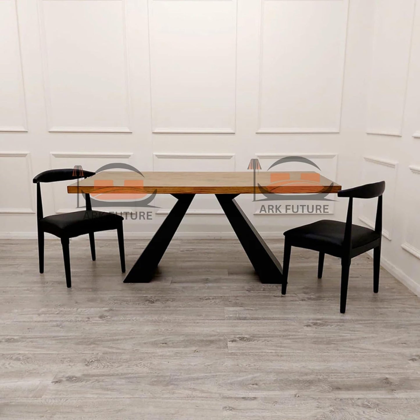Axel 1.8m Pine Wood Dining Table with Black Metal Legs