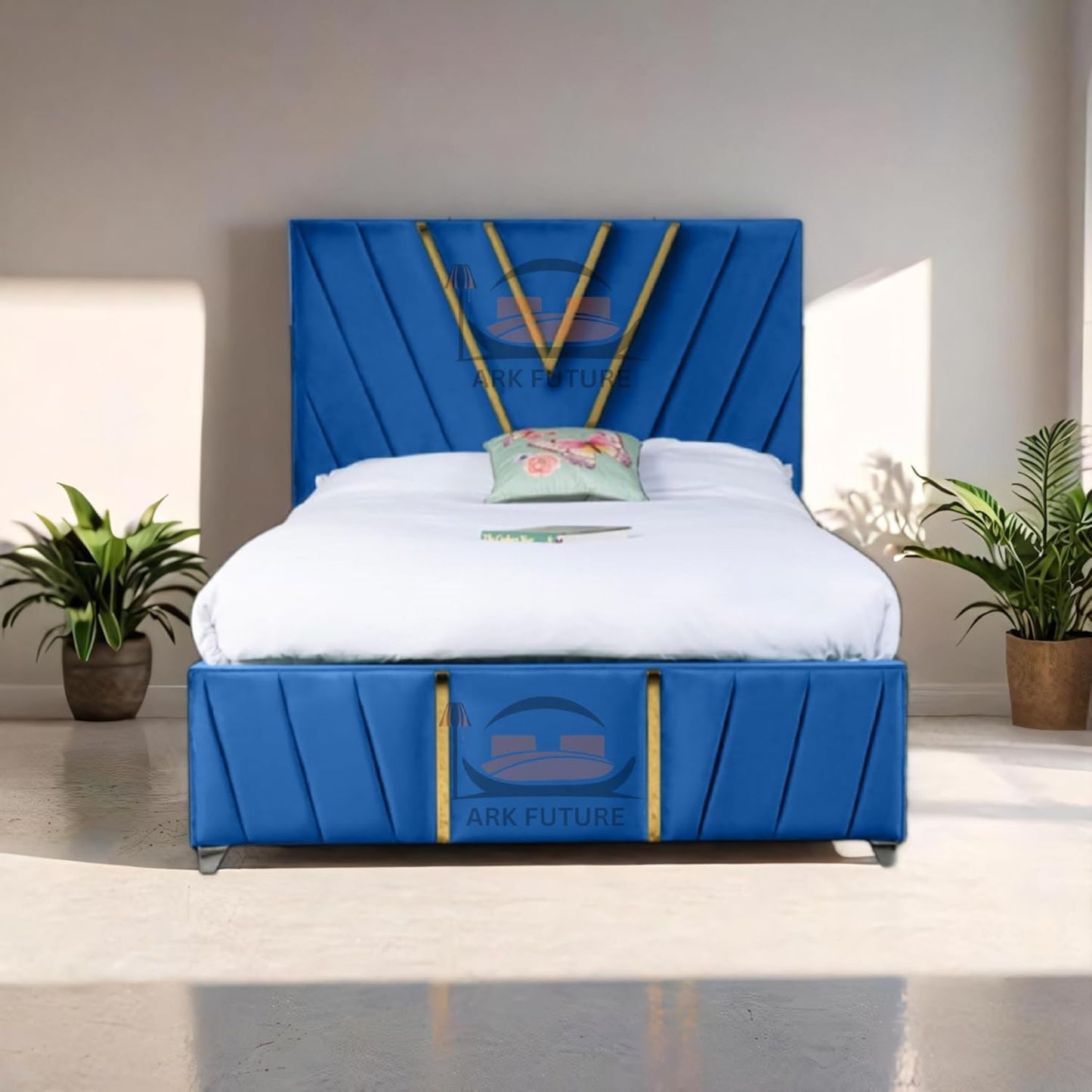 Midnight Mirage Plush Velvet Bed Frame with Tufted Headboard