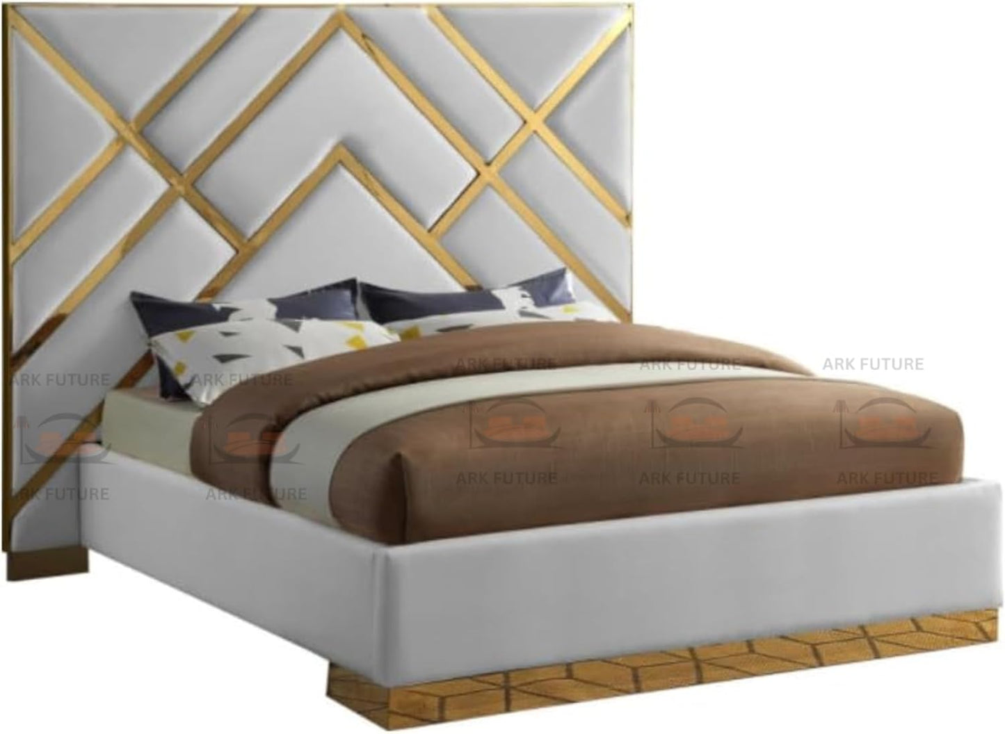 Serena Upholstered Bed Frame with Stylish Headboard, Sturdy Wooden Legs, Modern