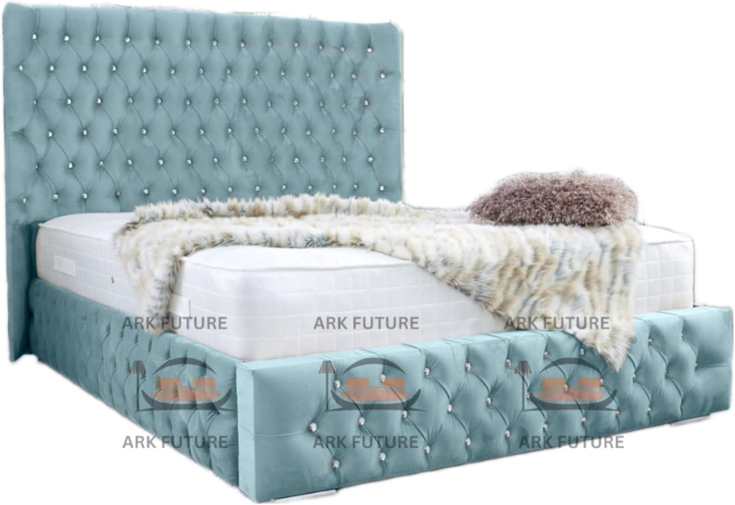 Eleganza Plush 4-Inch Bed Frame with Curved Headboard
