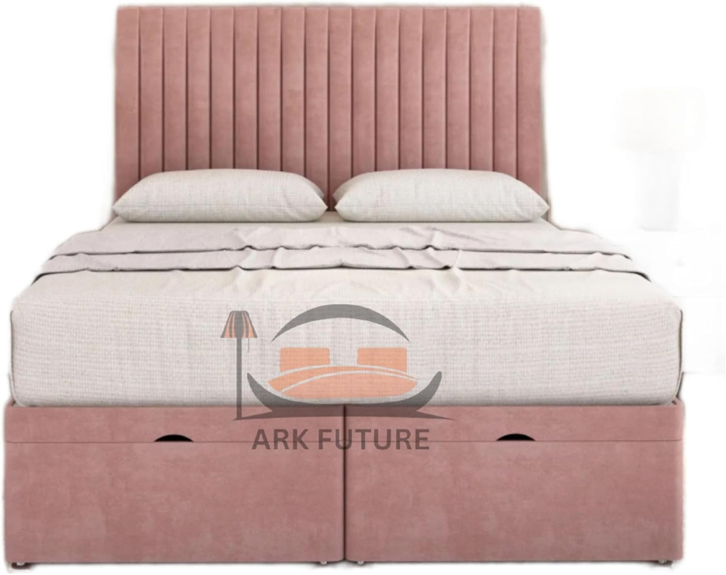 Sleek Ottoman Plush Fabric Bed Frame with Storage
