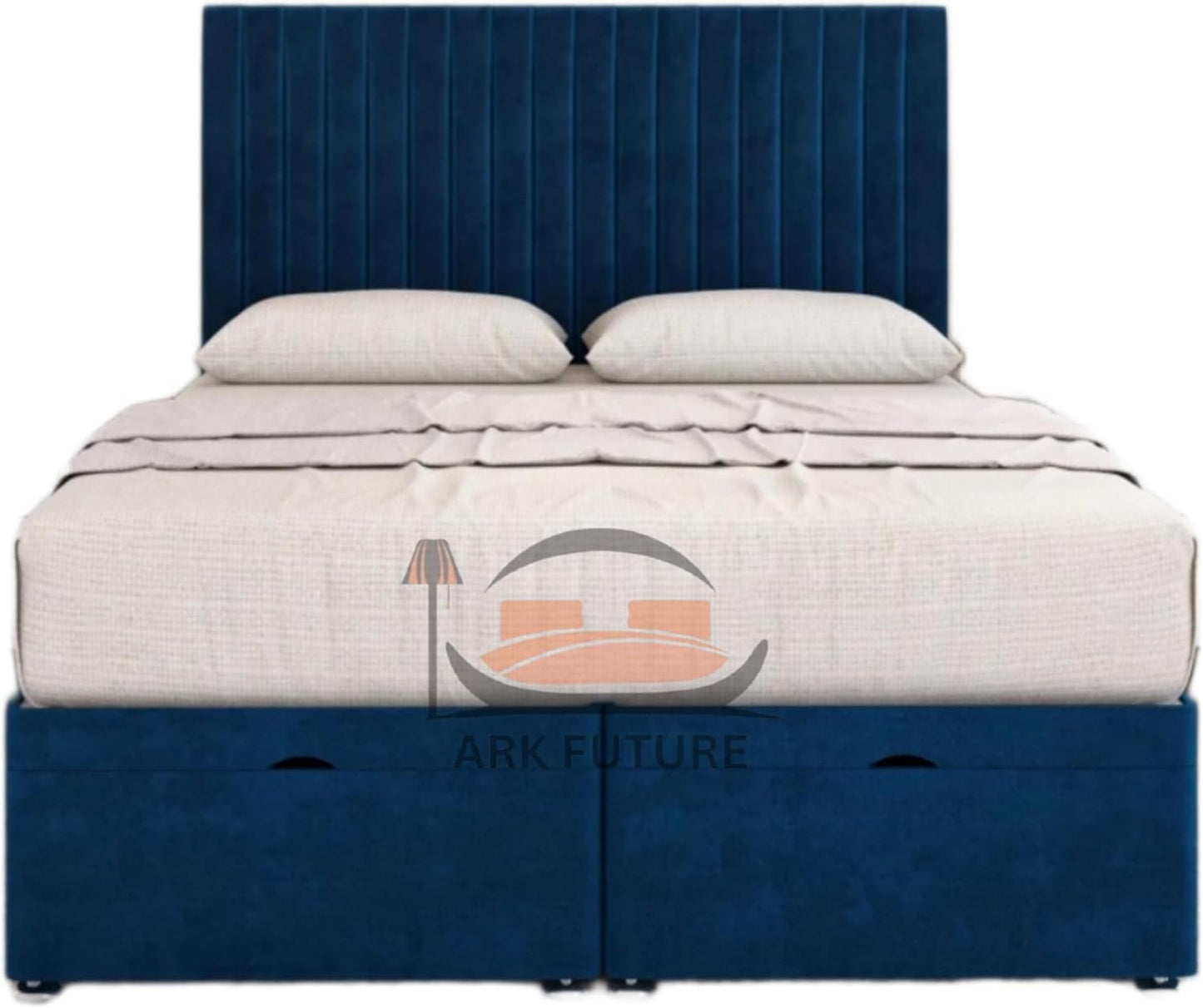 Sleek Ottoman Plush Fabric Bed Frame with Storage