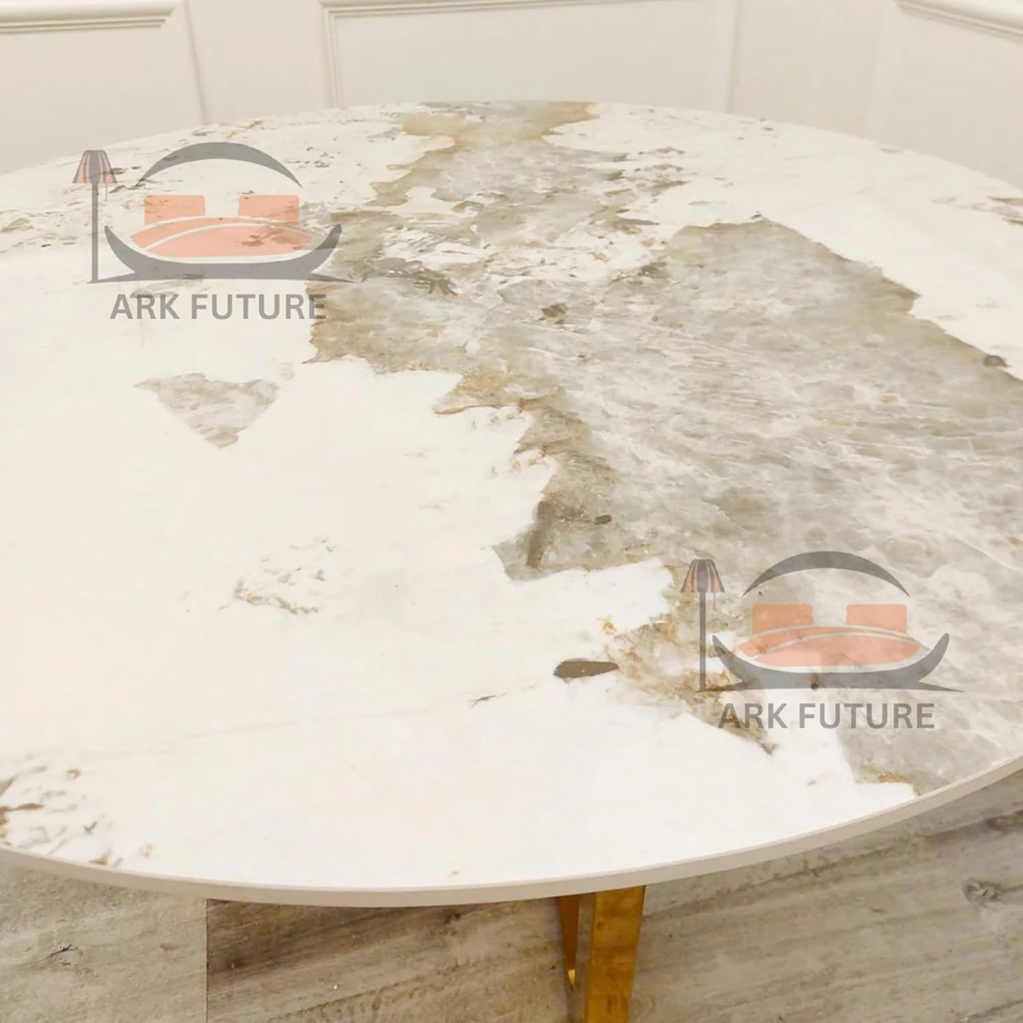 Lucien Gold 1.2m Round Dining Table β Sintered Stone Top, Elegant Gold Base