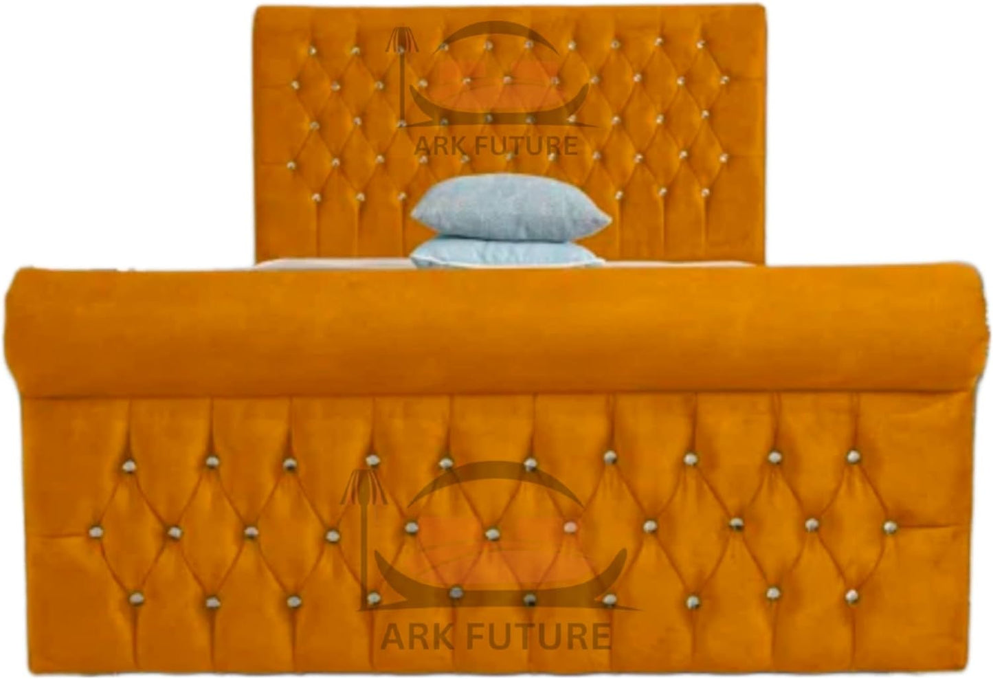 Aveline Upholstered Bed Frame with Velvet or Fabric Finish