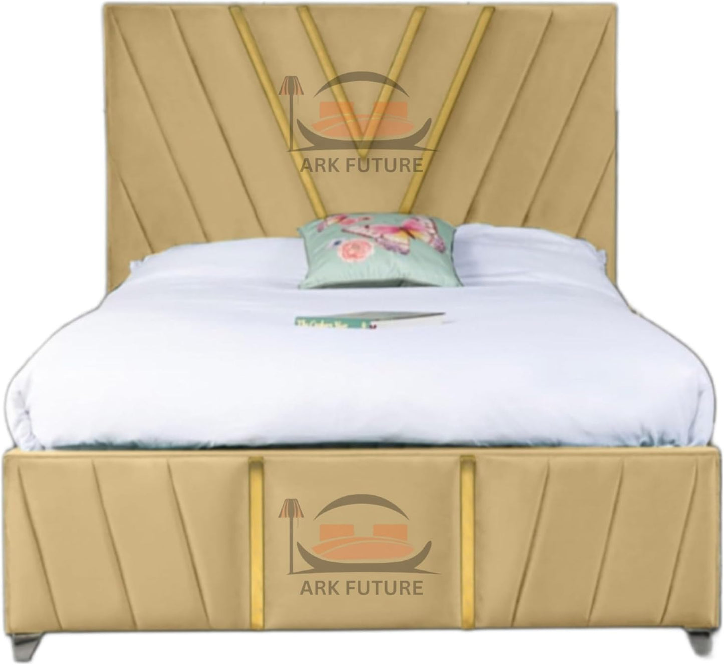 Midnight Mirage Plush Velvet Bed Frame with Tufted Headboard