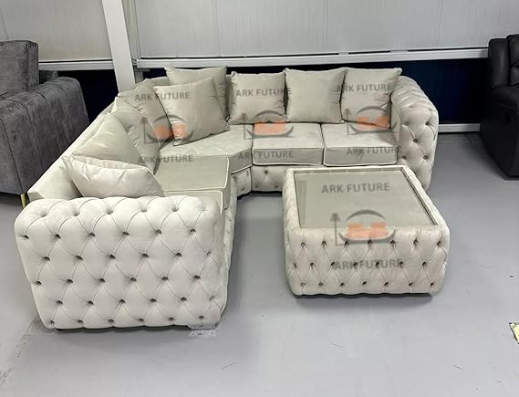 Faramade Chesterfield Corner Sofa in Plush Velvet with Coffee Table