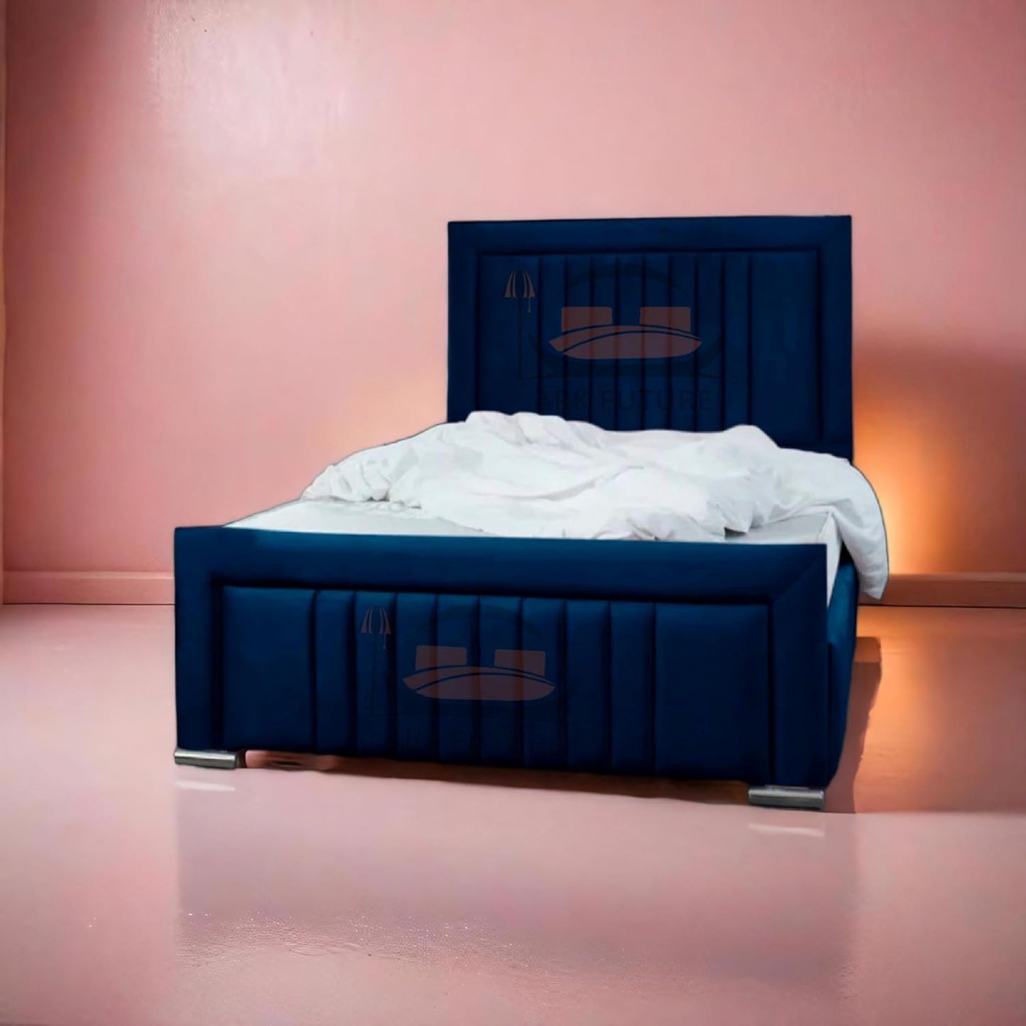 Dean Sand Upholstered Bed Frame – Modern Design, Sturdy Wood, Padded Headboard