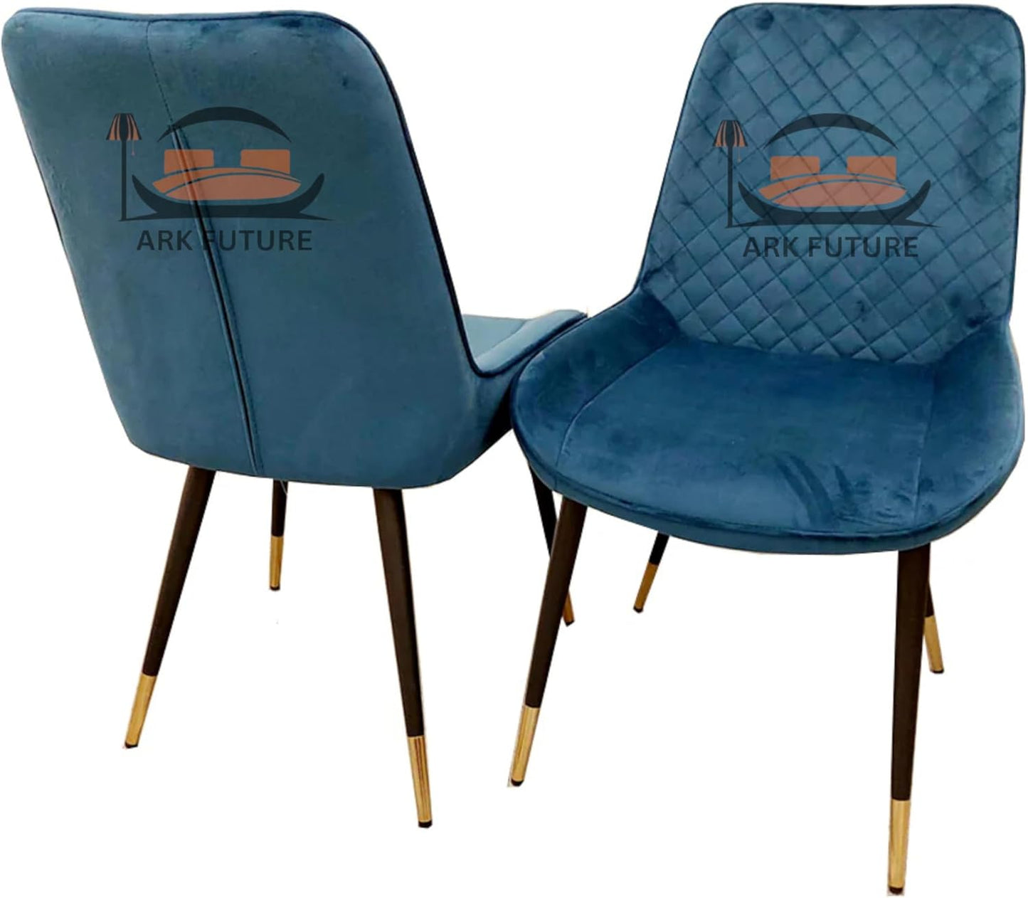 Luna Plush Velvet Dining Chairs – Set of 2, Teal with Metal Legs