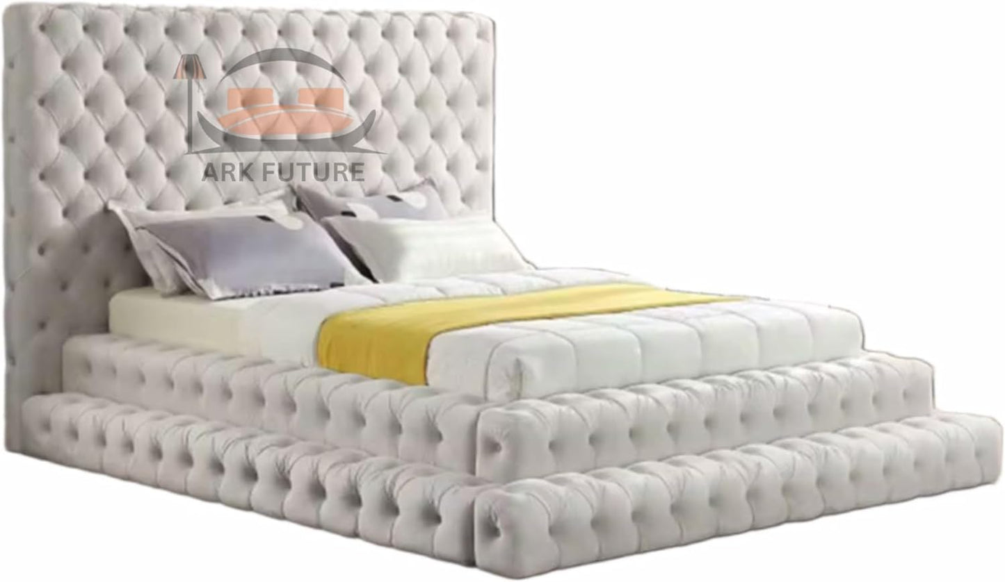 Imperial Manor Upholstered Bed Frame with Tufted Headboard and Timeless Design