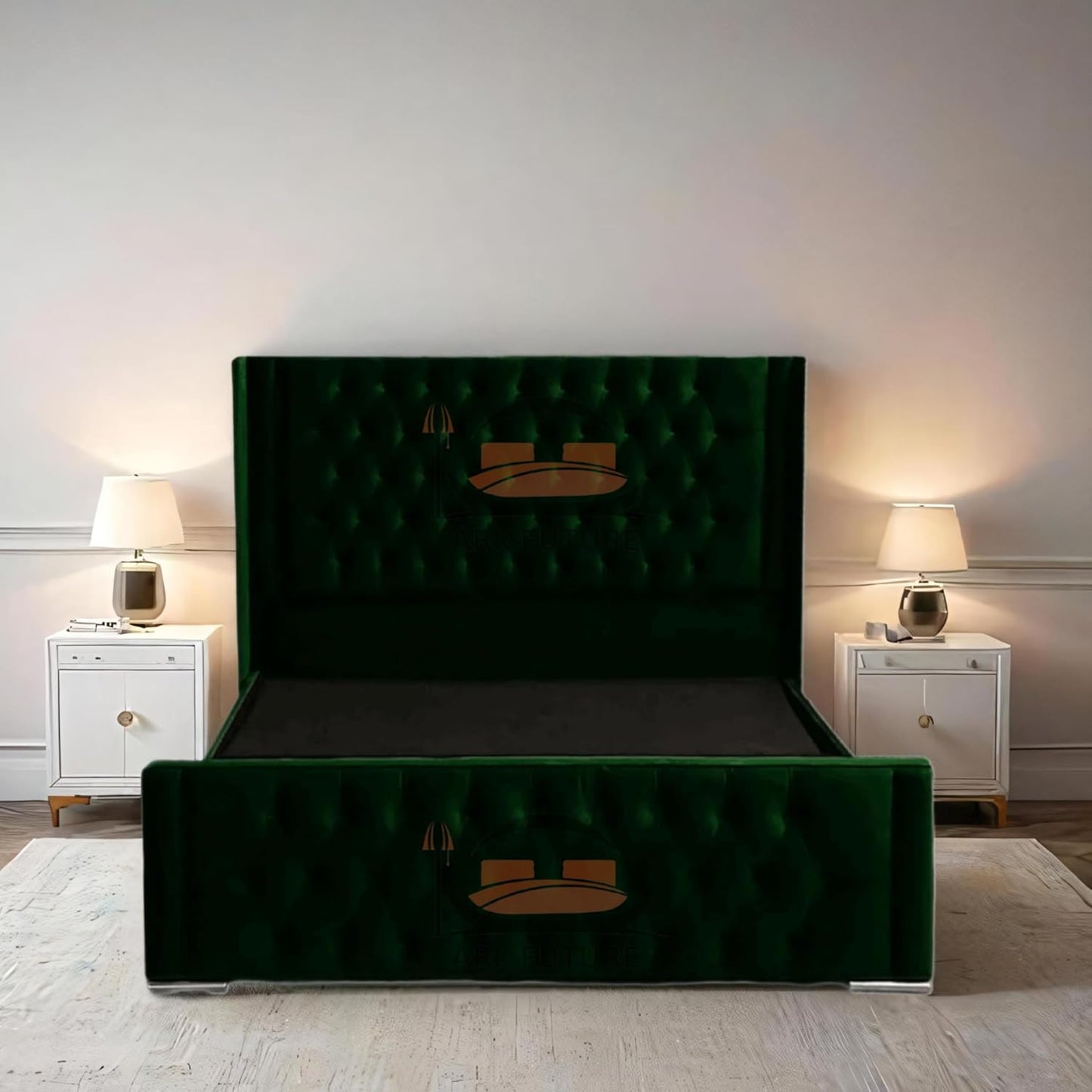 Calgary Upholstered Bed Frame | Modern Fabric Bed with Tufted Headboard