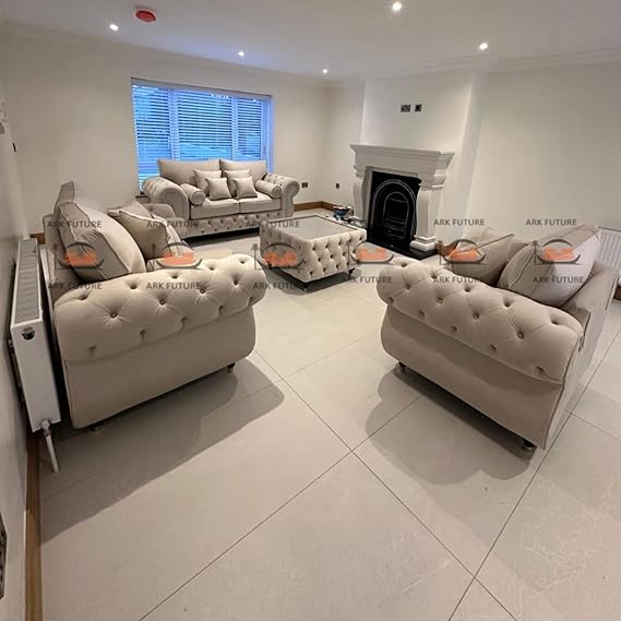 Coco Sofa Set in Plush Velvet Fabric