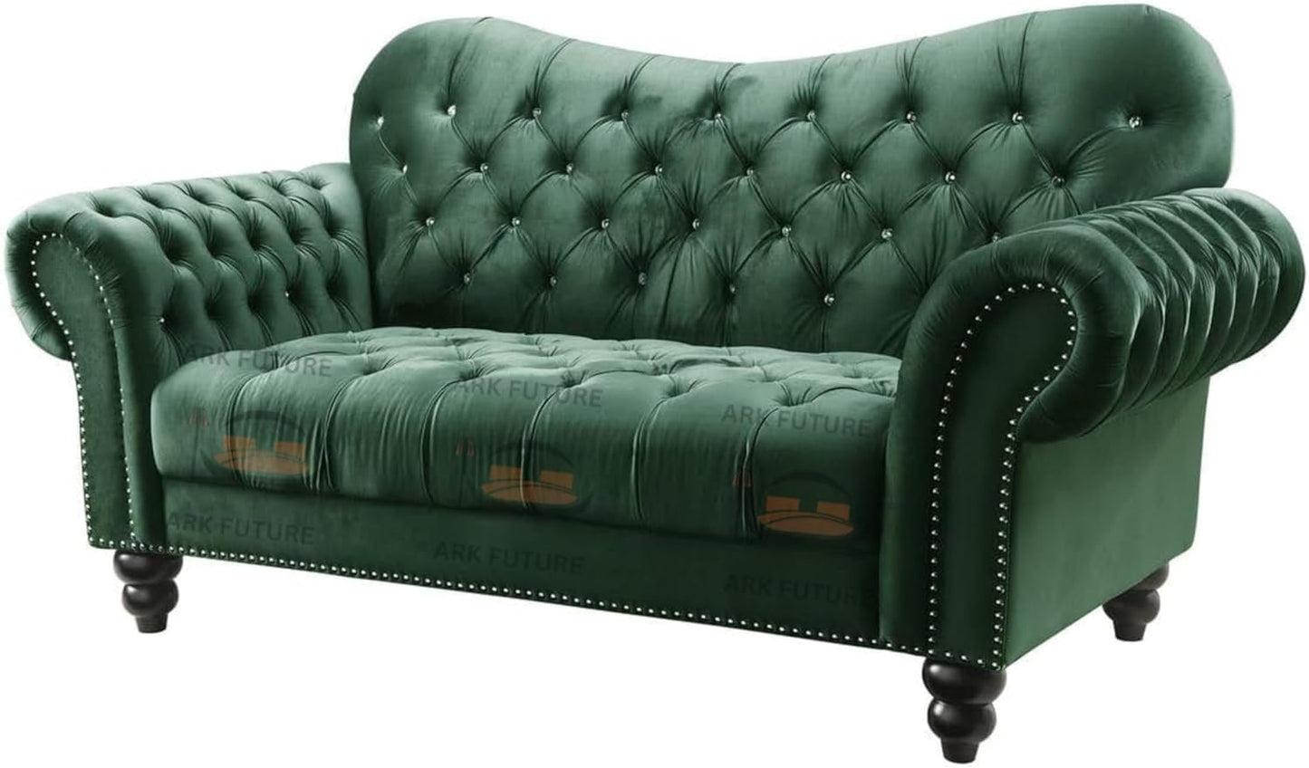 Siena Italian Chesterfield Green Velvet Sofa – Tufted Luxury for Living Room, Bedroom & Office