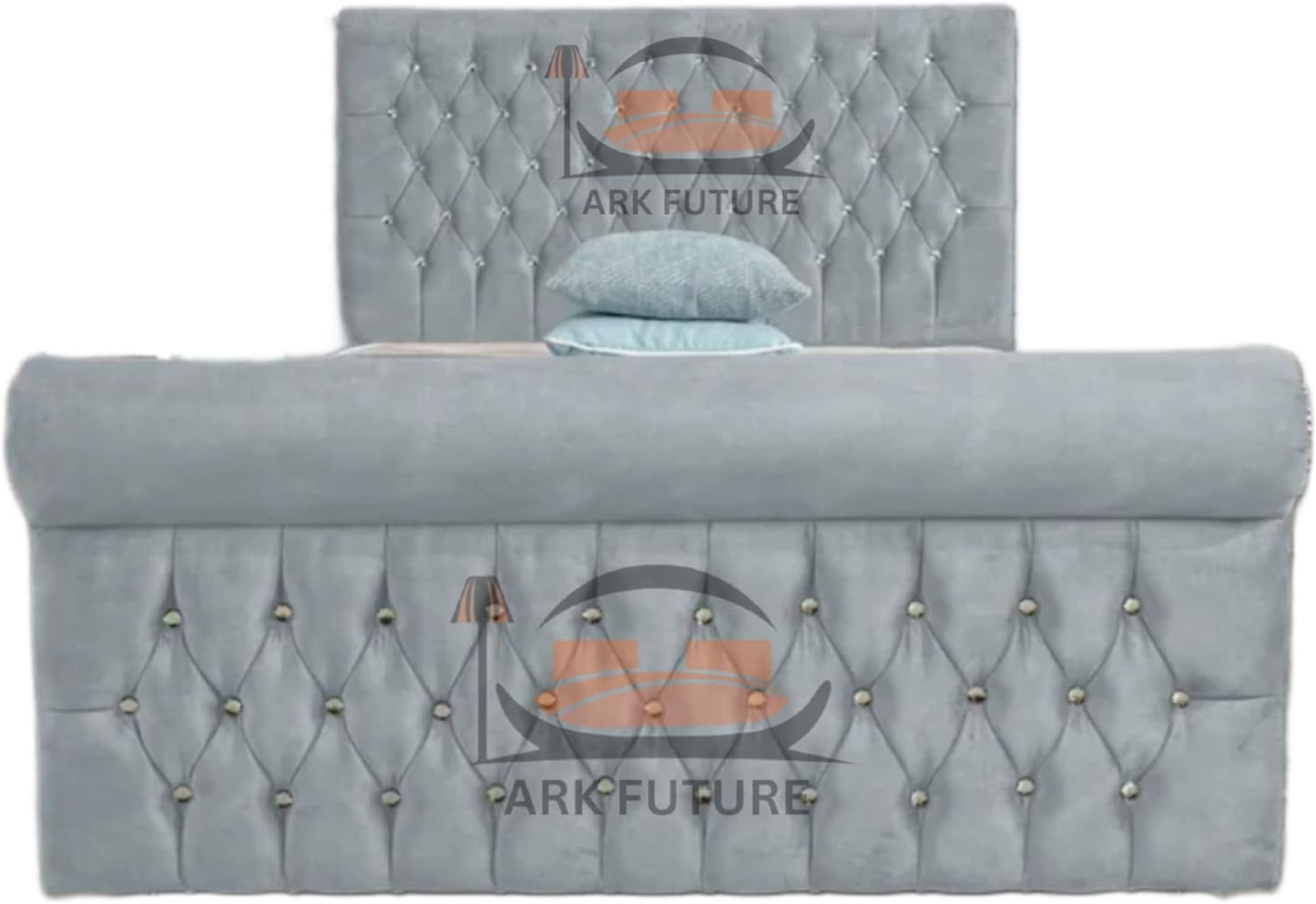 Aveline Upholstered Bed Frame with Velvet or Fabric Finish