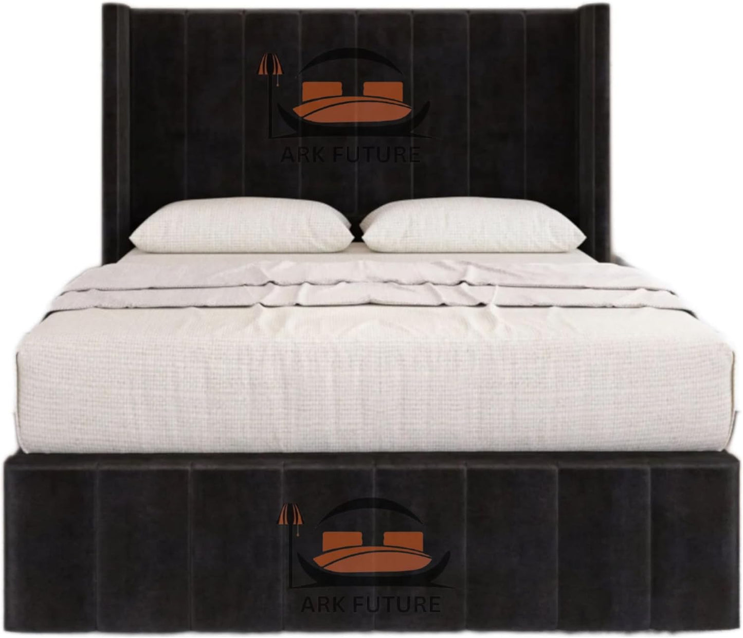 Haven Upholstered Wingback Bed Frame with 2 Storage Drawers & 54" Headboard in Plush Velvet