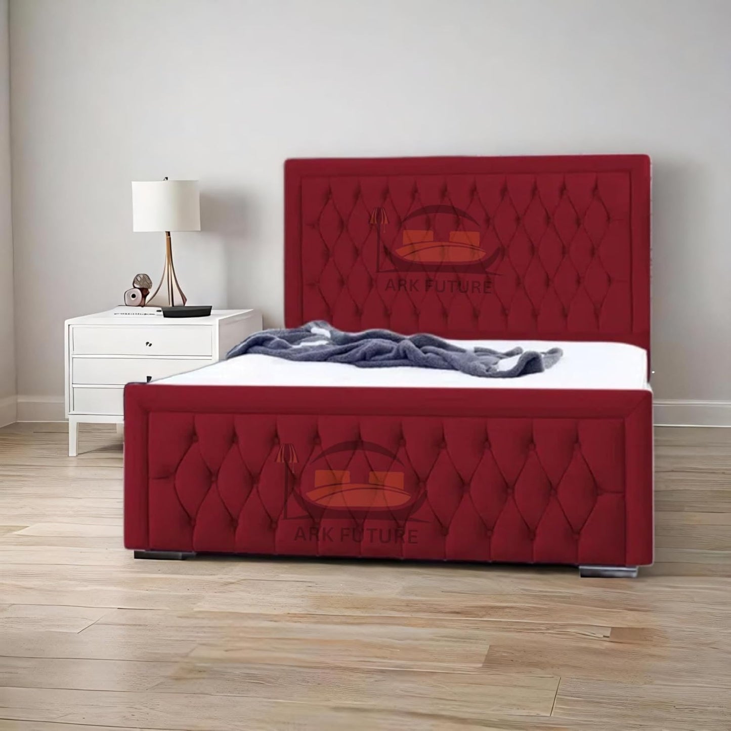 Celeste Upholstered Ottoman Bed – Velvet/Fabric Finish, Storage, Easy Lift, Stylish Headboard