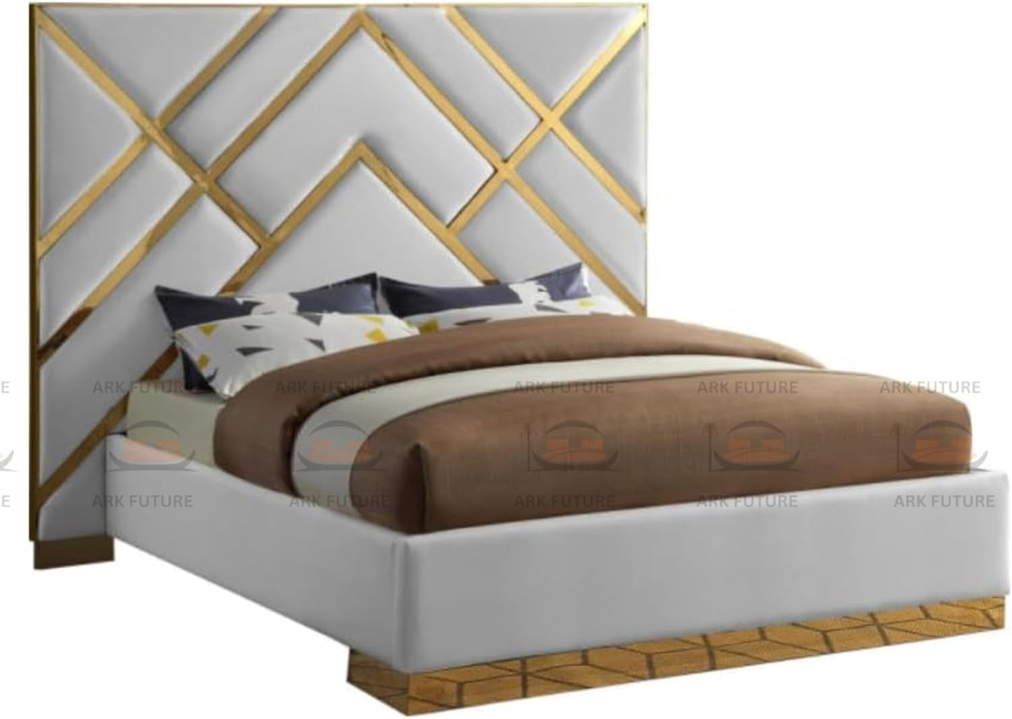 Serena Upholstered Bed Frame with Stylish Headboard, Sturdy Wooden Legs, Modern