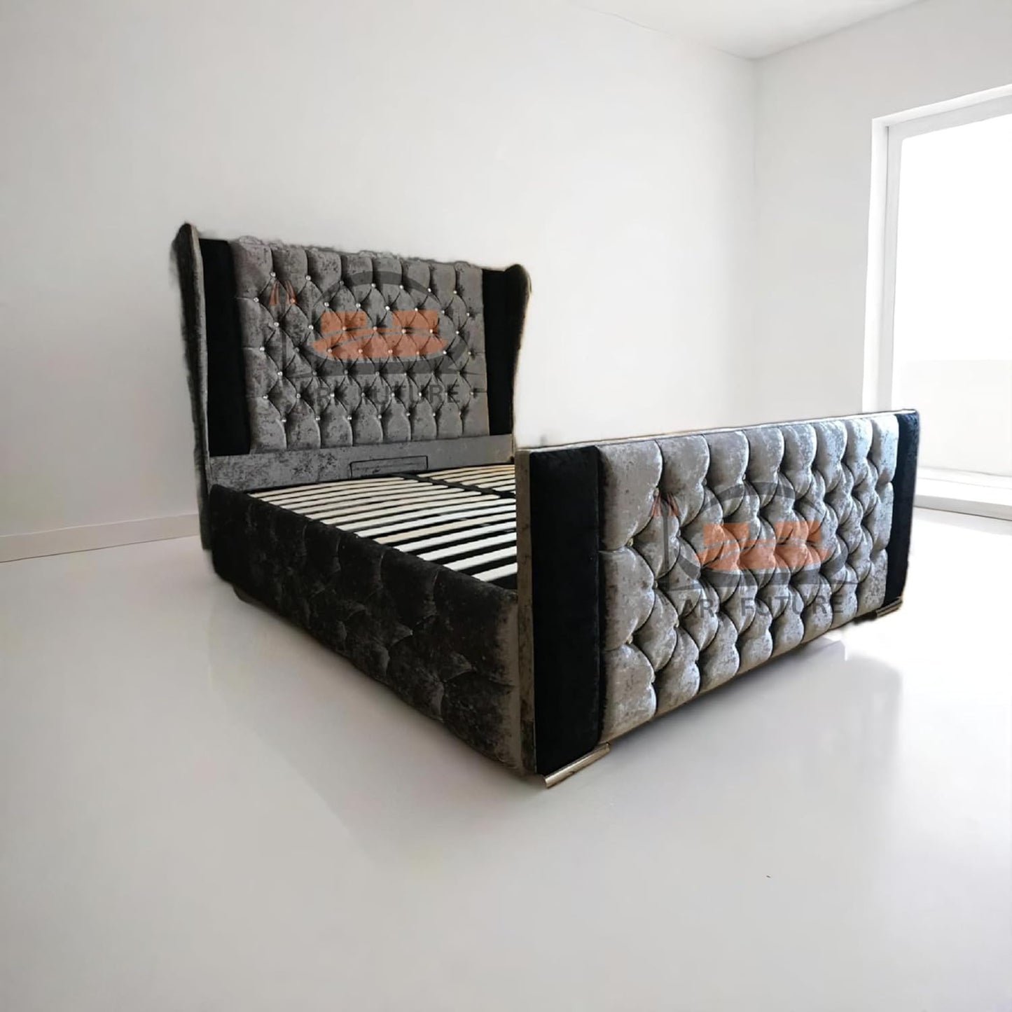 Serena Upholstered Bed Frame with Velvet or Fabric Finish