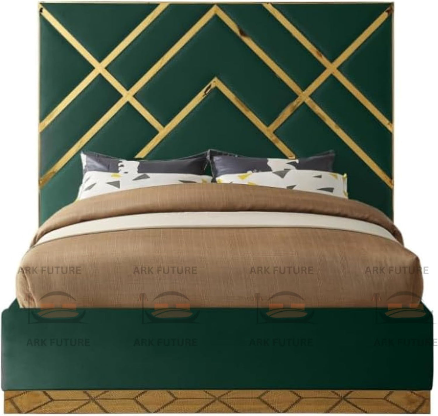Serena Upholstered Bed Frame with Stylish Headboard, Sturdy Wooden Legs, Modern