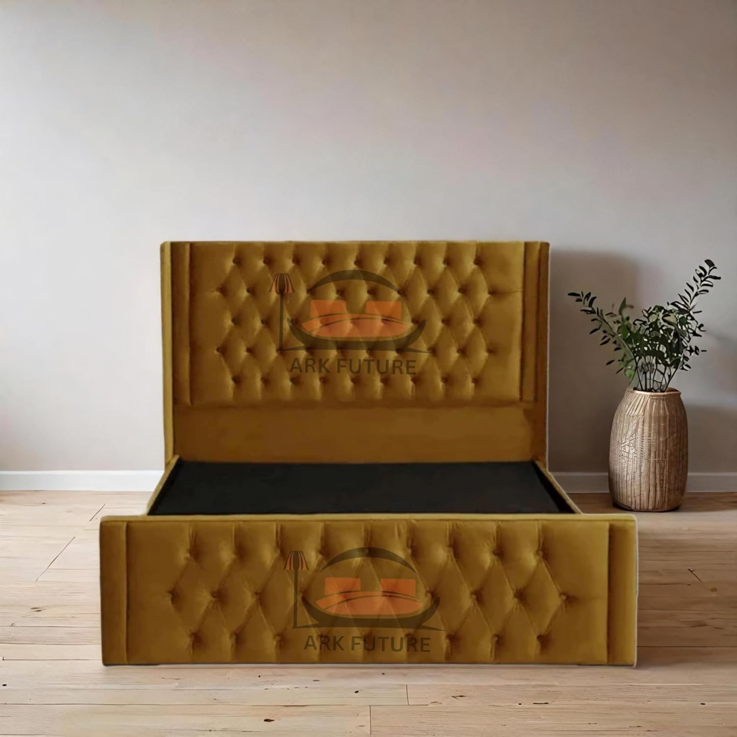 Calgary Upholstered Bed Frame | Modern Fabric Bed with Tufted Headboard