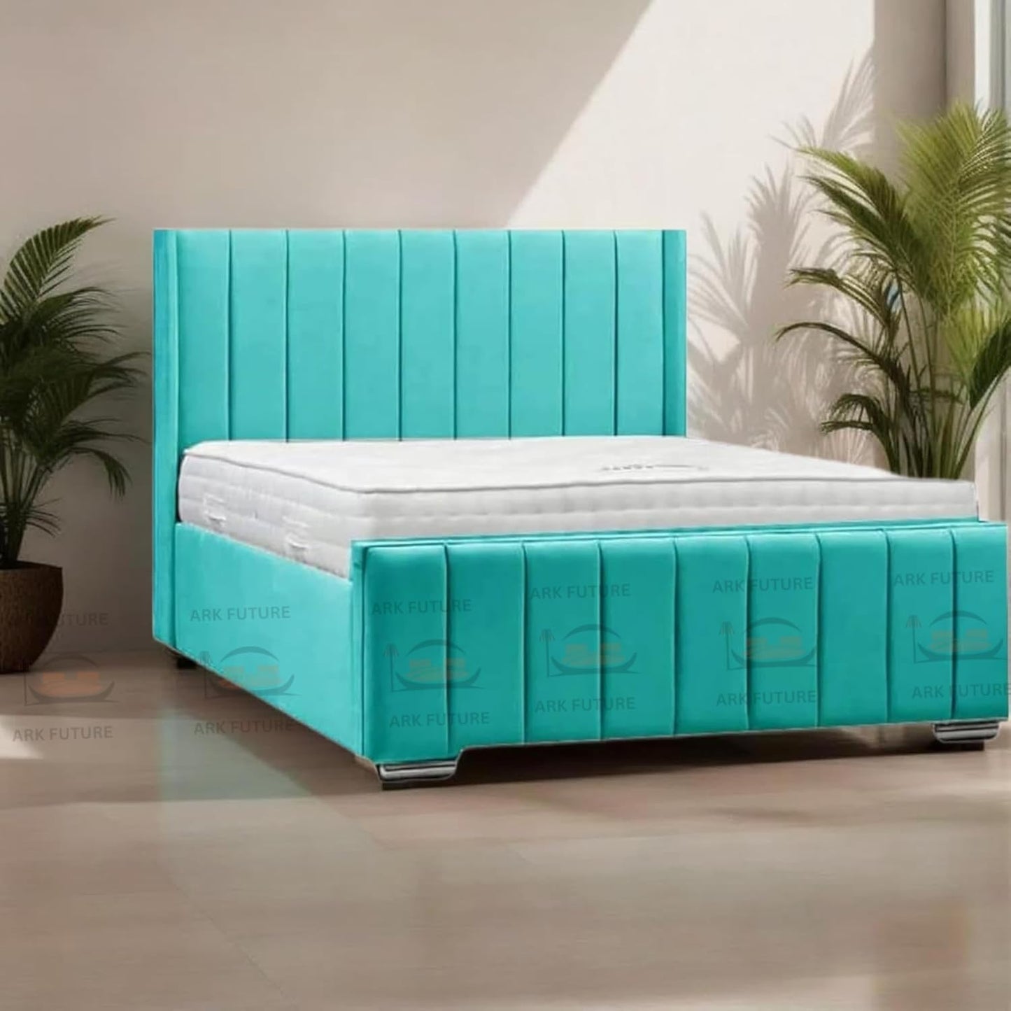 Amelia Panel Wing Ottoman Bed Frame – Upholstered Storage Bed with Gas Lift