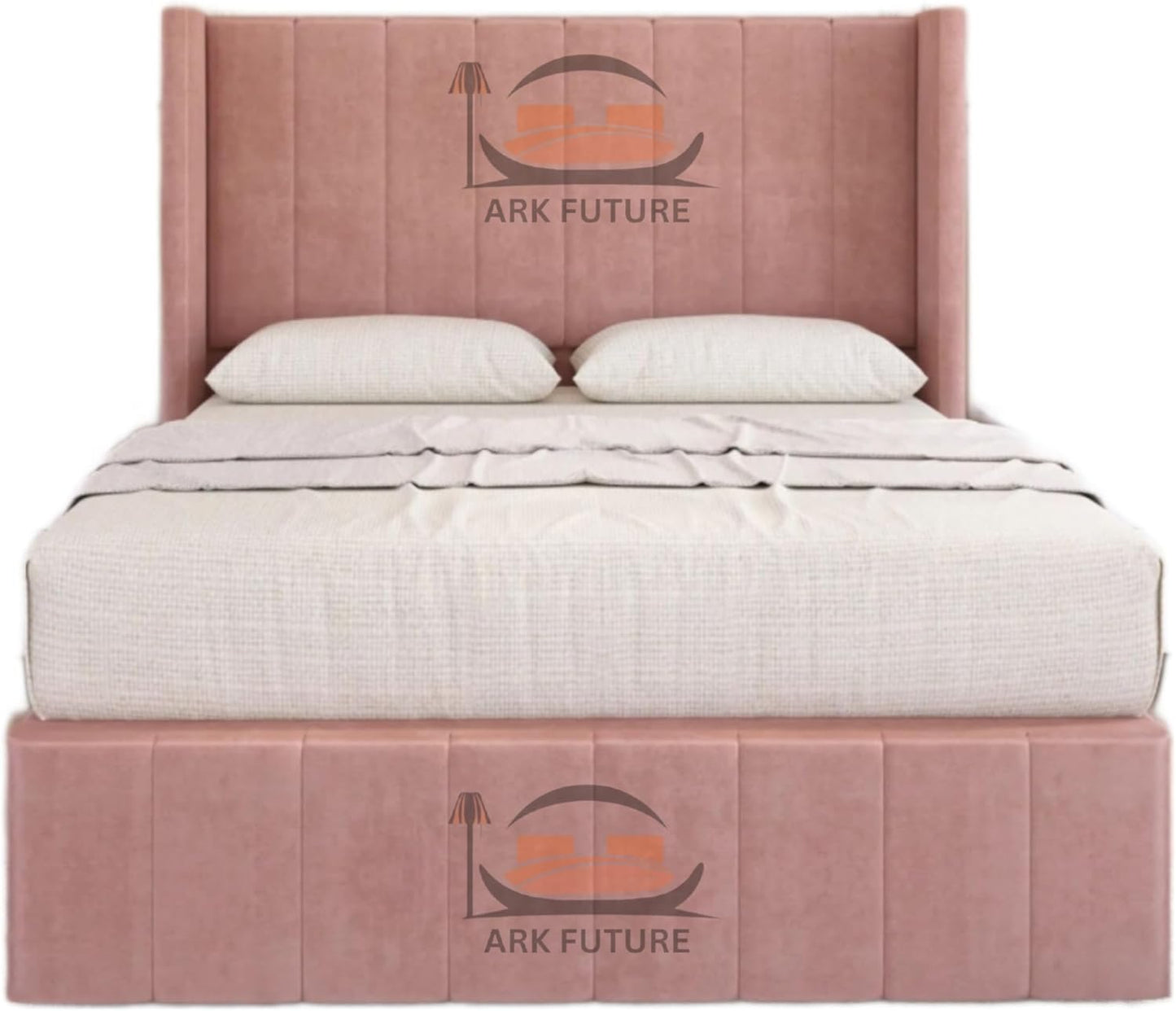Haven Upholstered Wingback Bed Frame with 2 Storage Drawers & 54" Headboard in Plush Velvet