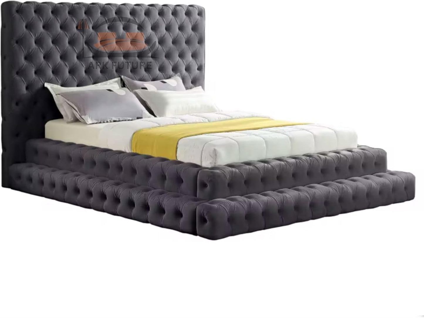Imperial Manor Upholstered Bed Frame with Tufted Headboard and Timeless Design