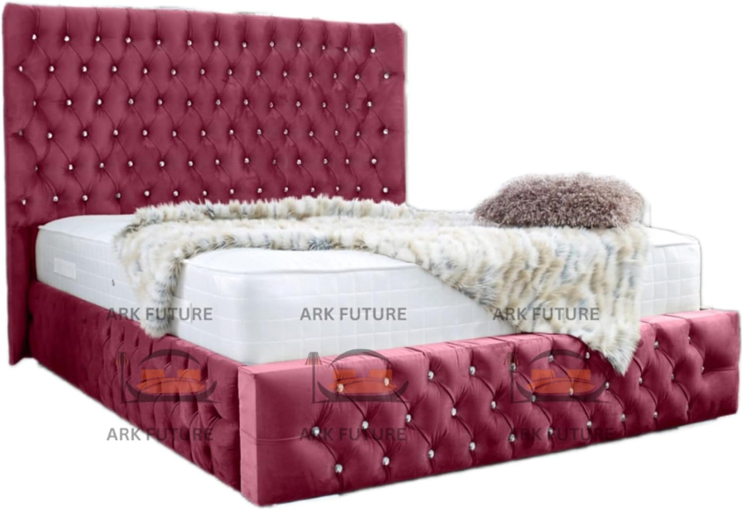 Eleganza Plush 4-Inch Bed Frame with Curved Headboard