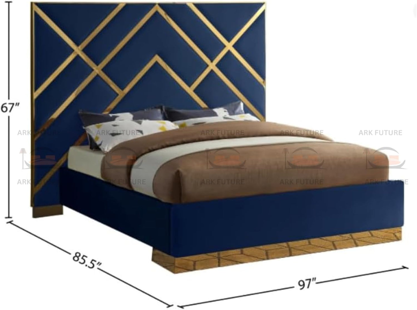 Serena Upholstered Bed Frame with Stylish Headboard, Sturdy Wooden Legs, Modern