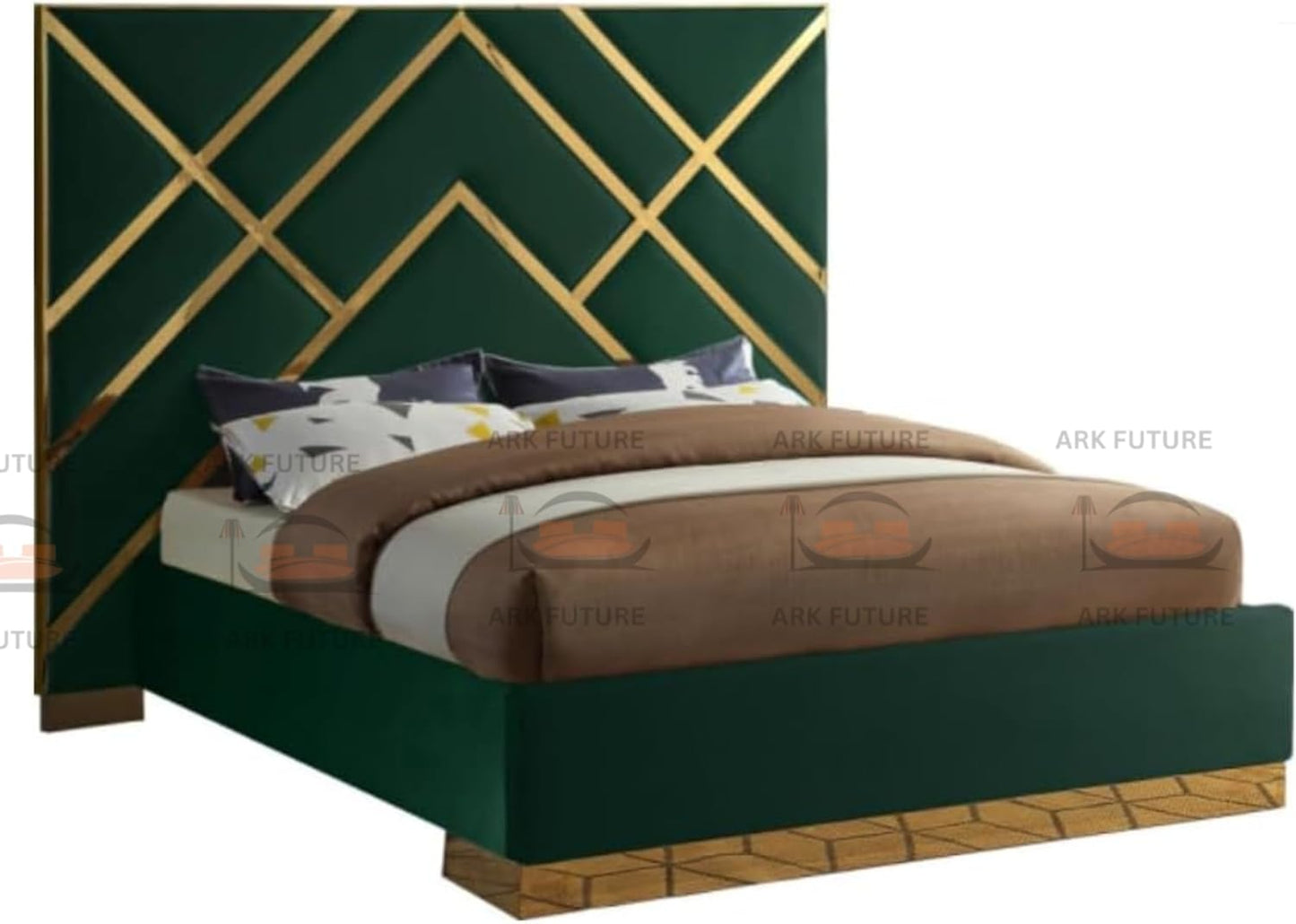 Serena Upholstered Bed Frame with Stylish Headboard, Sturdy Wooden Legs, Modern