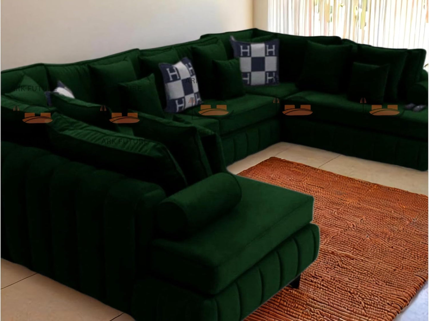 Brick Lane U-Shape Sofa with Contrast Piping – Modern Sectional Couch