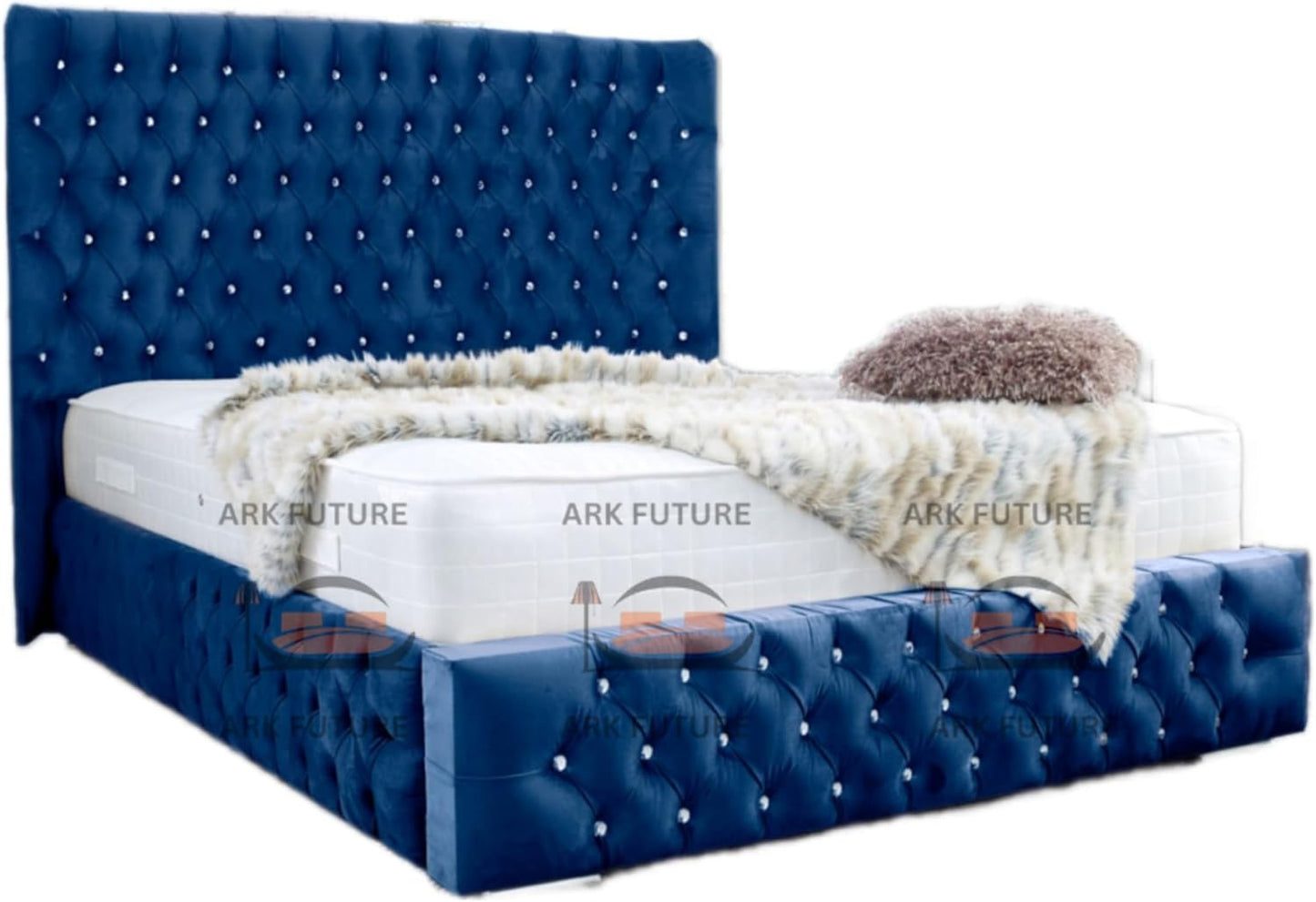 Eleganza Plush 4-Inch Bed Frame with Curved Headboard