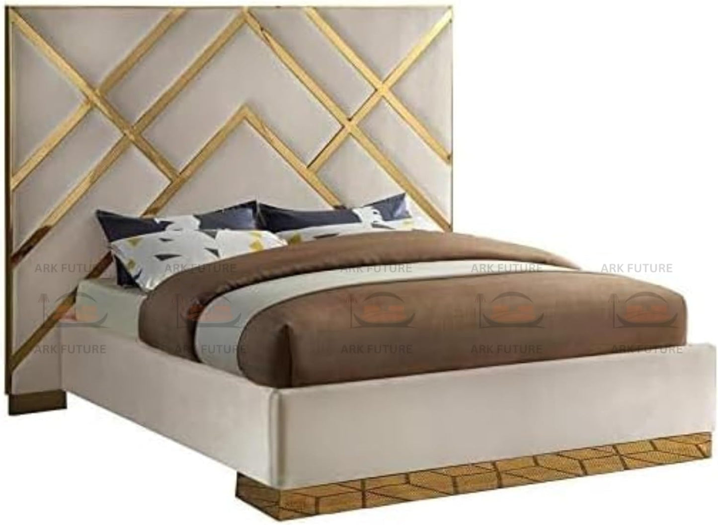 Serena Upholstered Bed Frame with Stylish Headboard, Sturdy Wooden Legs, Modern