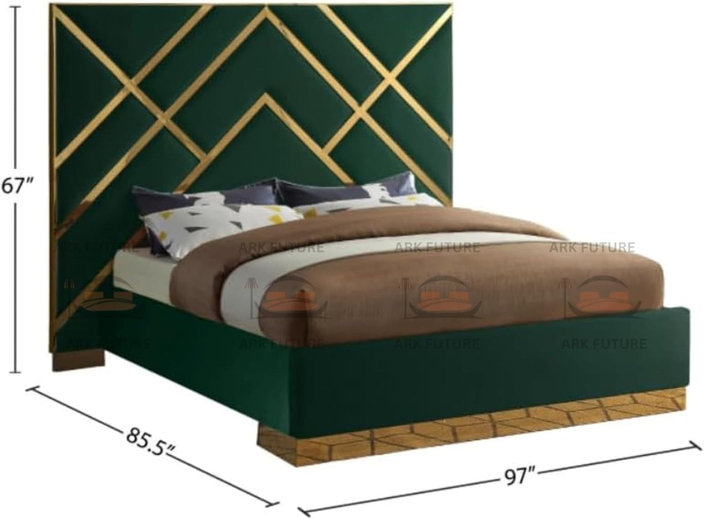Serena Upholstered Bed Frame with Stylish Headboard, Sturdy Wooden Legs, Modern