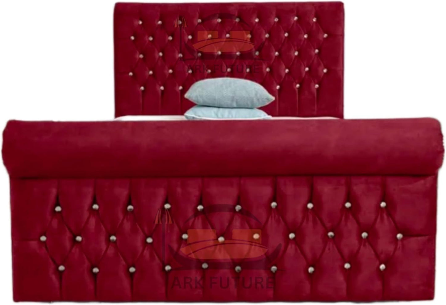 Aveline Upholstered Bed Frame with Velvet or Fabric Finish