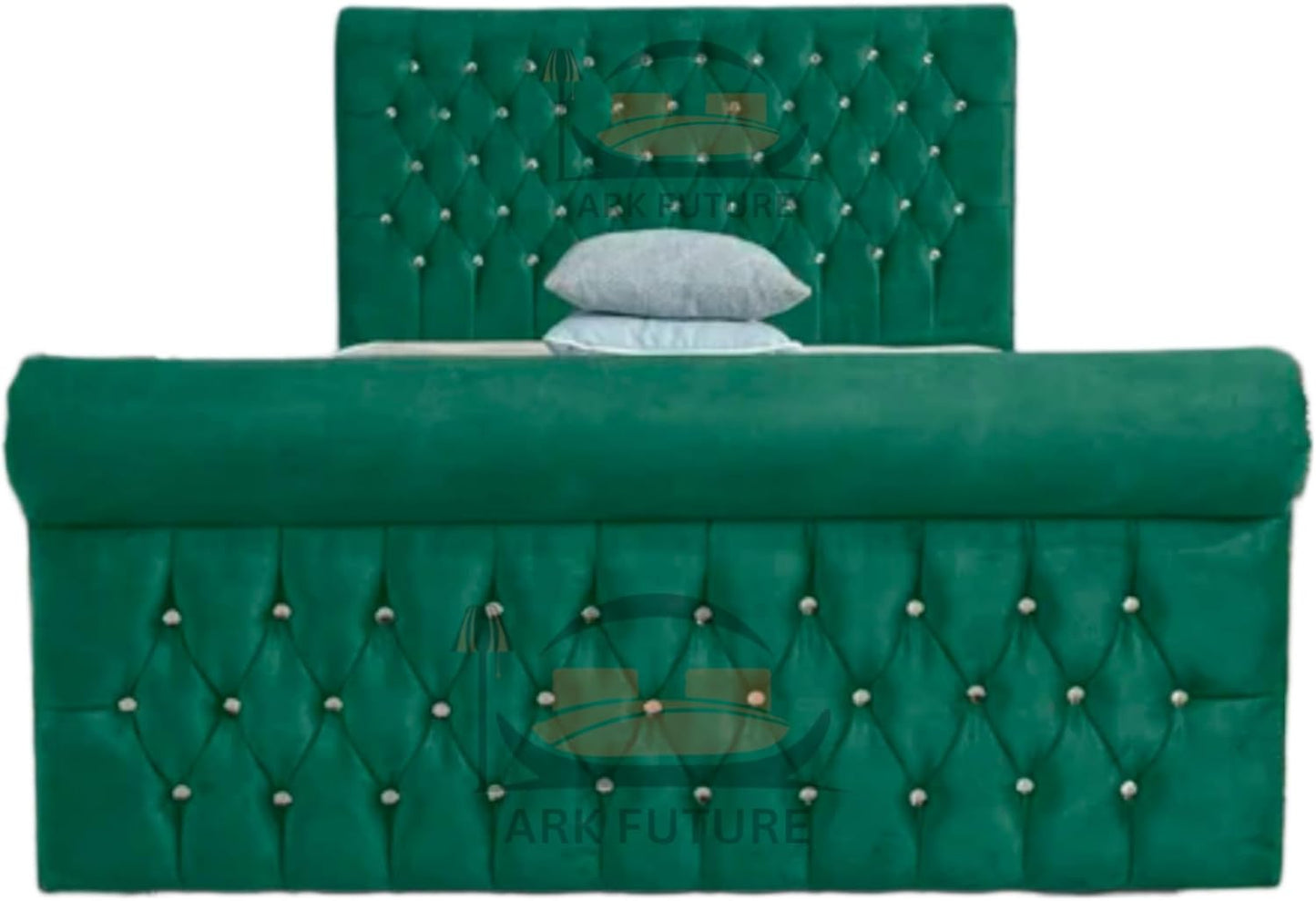 Aveline Upholstered Bed Frame with Velvet or Fabric Finish