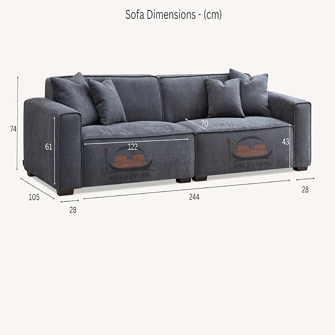 Dakota 4-Seater Sofa with Chaise, Boucle Upholstery, Spacious & Stylish Design(Pebble)