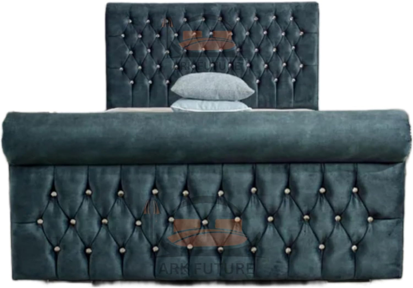 Aveline Upholstered Bed Frame with Velvet or Fabric Finish