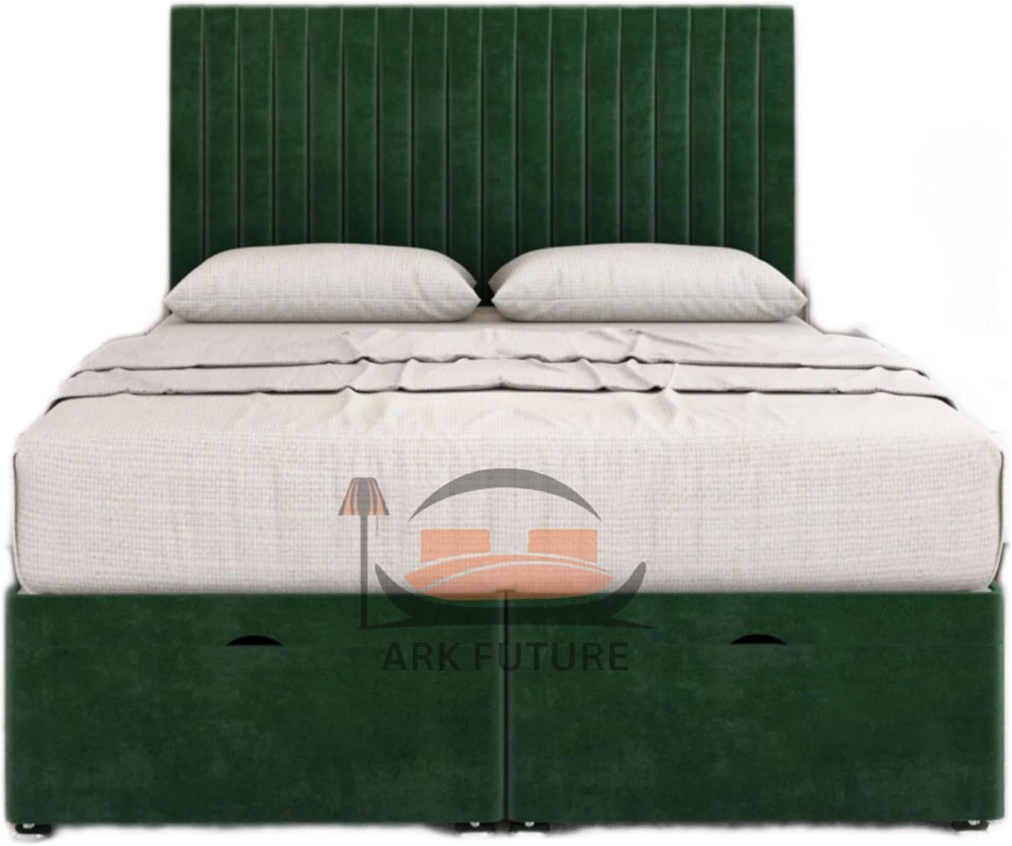 Sleek Ottoman Plush Fabric Bed Frame with Storage