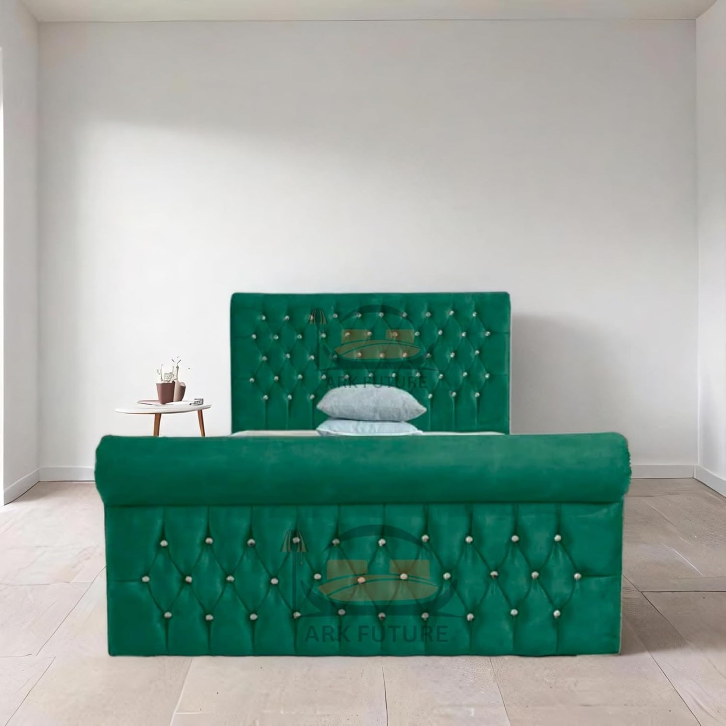 Aveline Upholstered Bed Frame with Velvet or Fabric Finish
