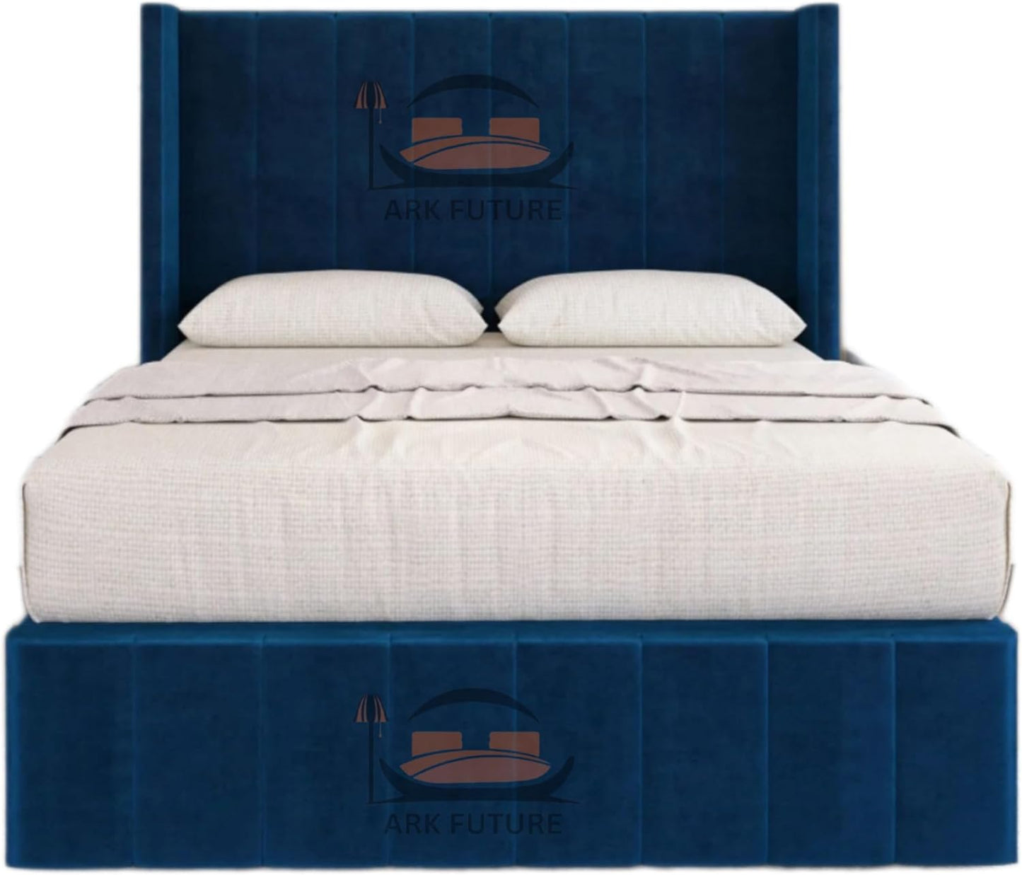 Haven Upholstered Wingback Bed Frame with 2 Storage Drawers & 54" Headboard in Plush Velvet