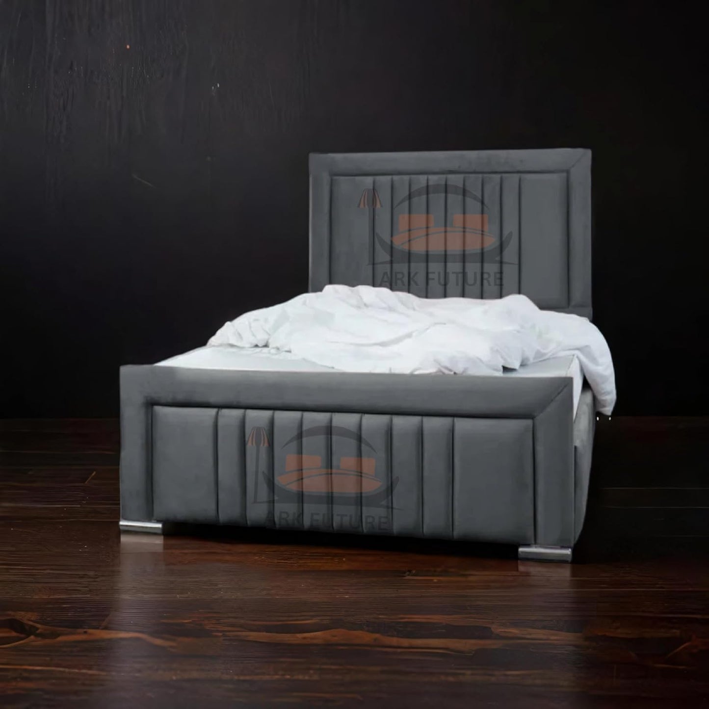 Dean Sand Upholstered Bed Frame – Modern Design, Sturdy Wood, Padded Headboard