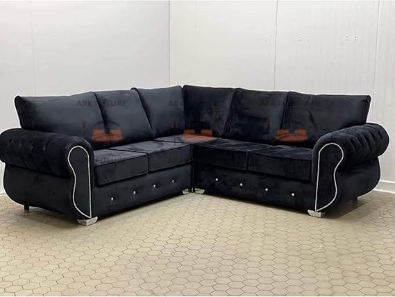 Pero Corner Sofa in Plush velvet Fabric