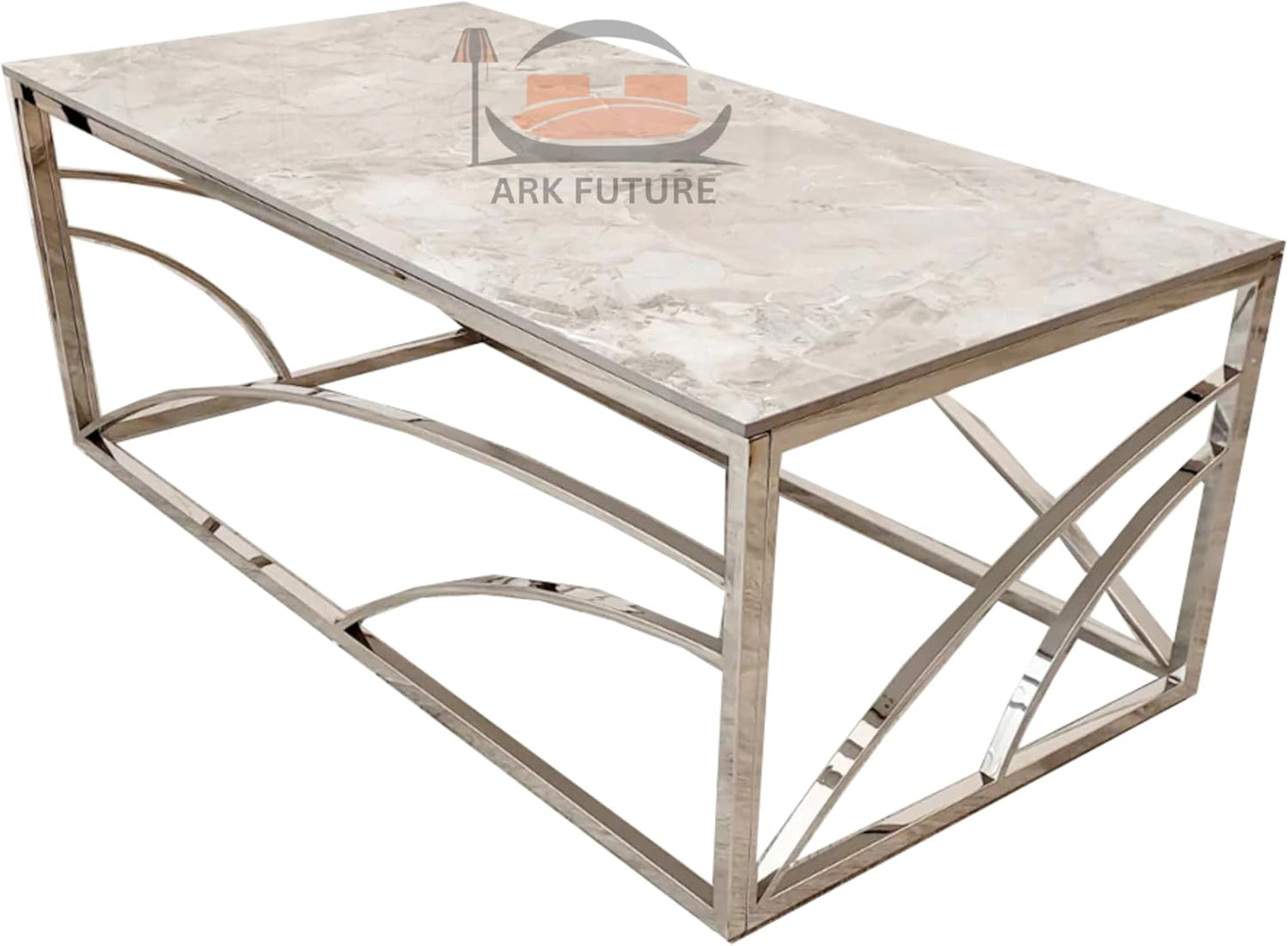 Stella Chrome Coffee Table with Ash Grey Stone Top