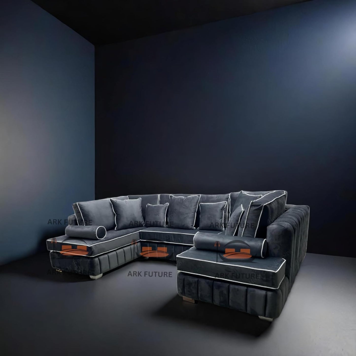 Brick Lane U-Shape Sofa with Contrast Piping – Modern Sectional Couch