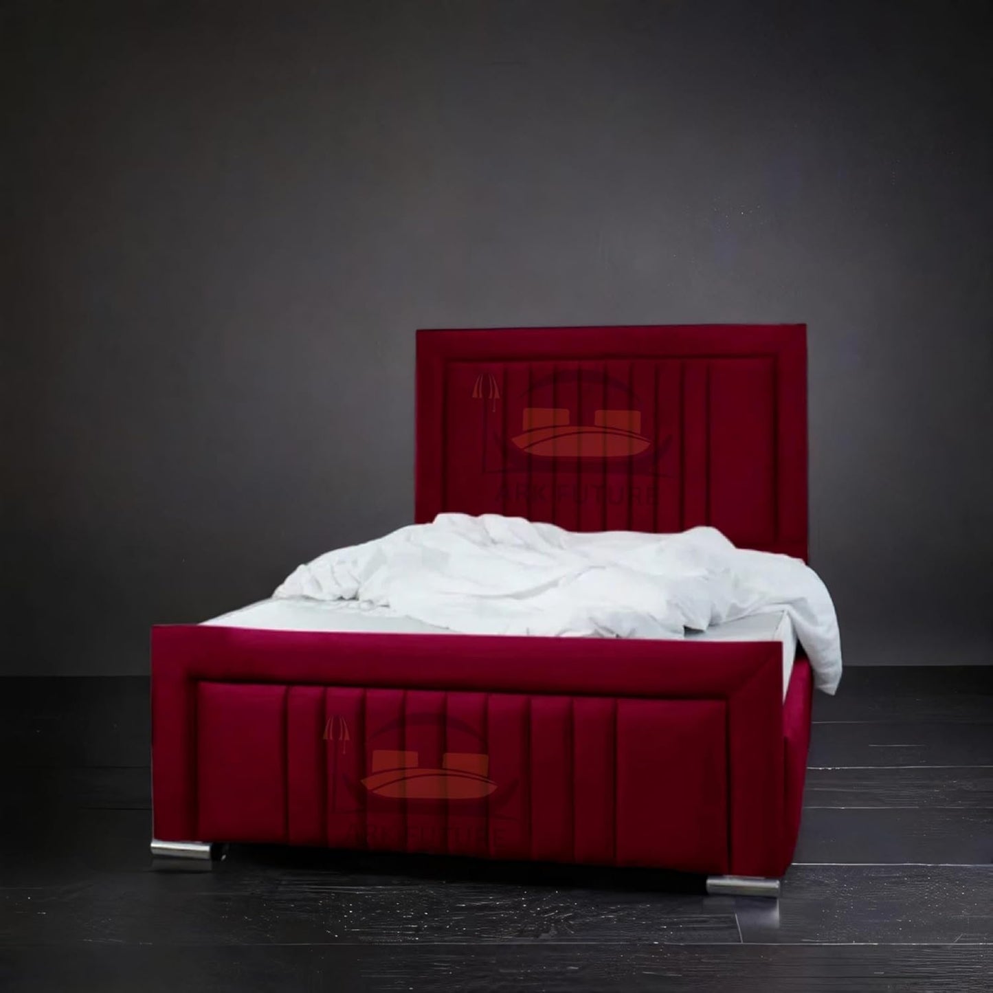 Dean Sand Upholstered Bed Frame – Modern Design, Sturdy Wood, Padded Headboard