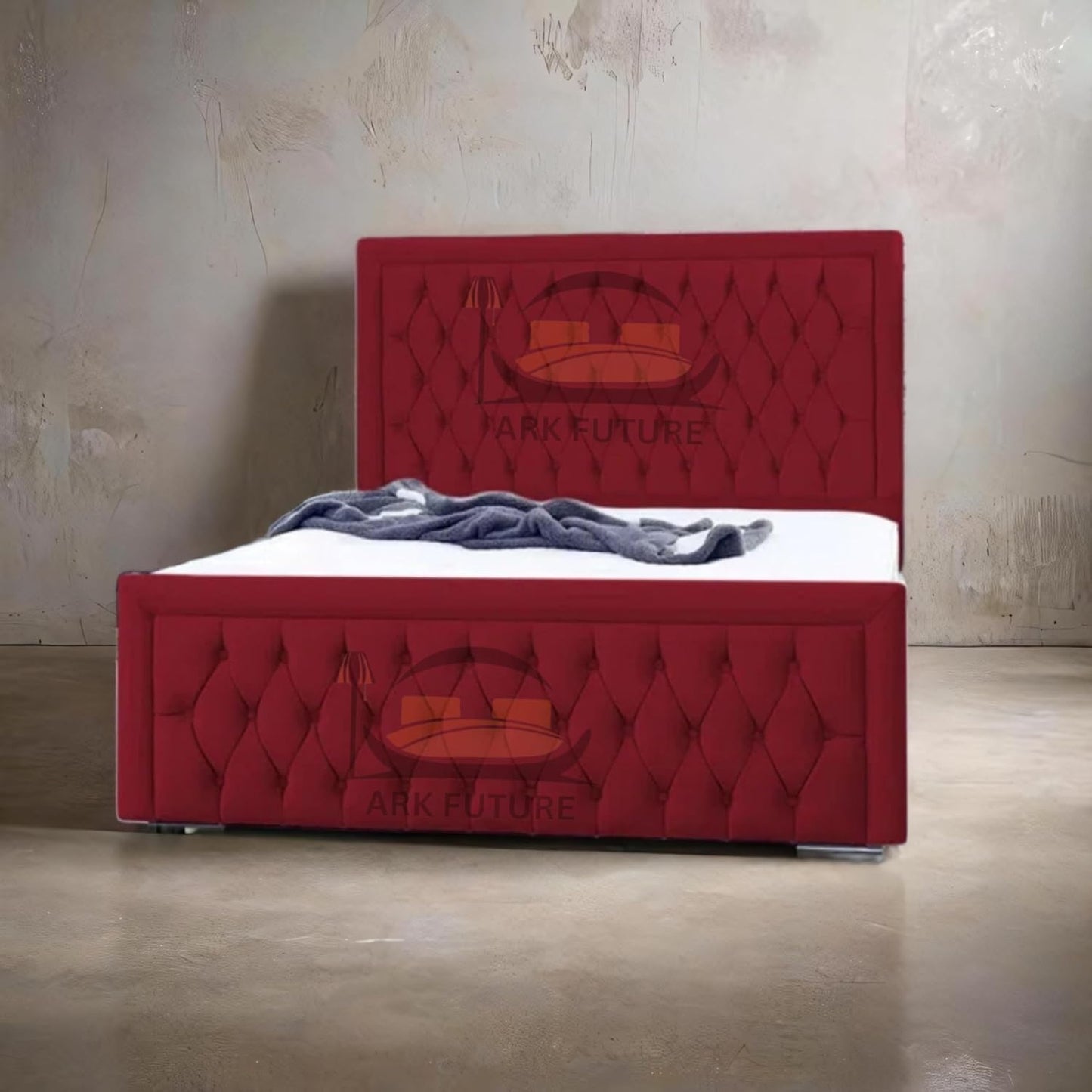 Celeste Upholstered Ottoman Bed – Velvet/Fabric Finish, Storage, Easy Lift, Stylish Headboard